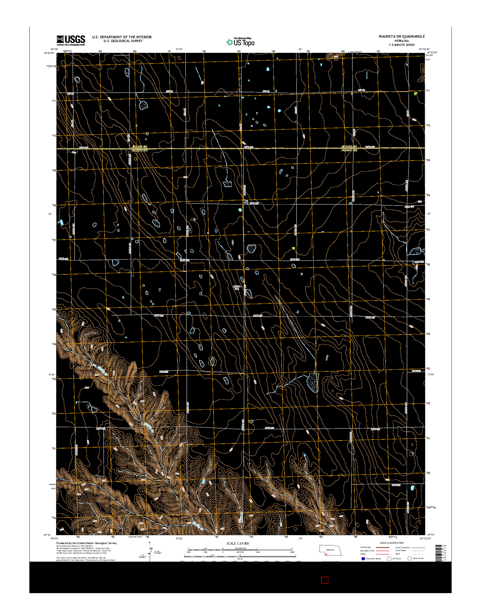 USGS US TOPO 7.5-MINUTE MAP FOR WAUNETA SW, NE 2014