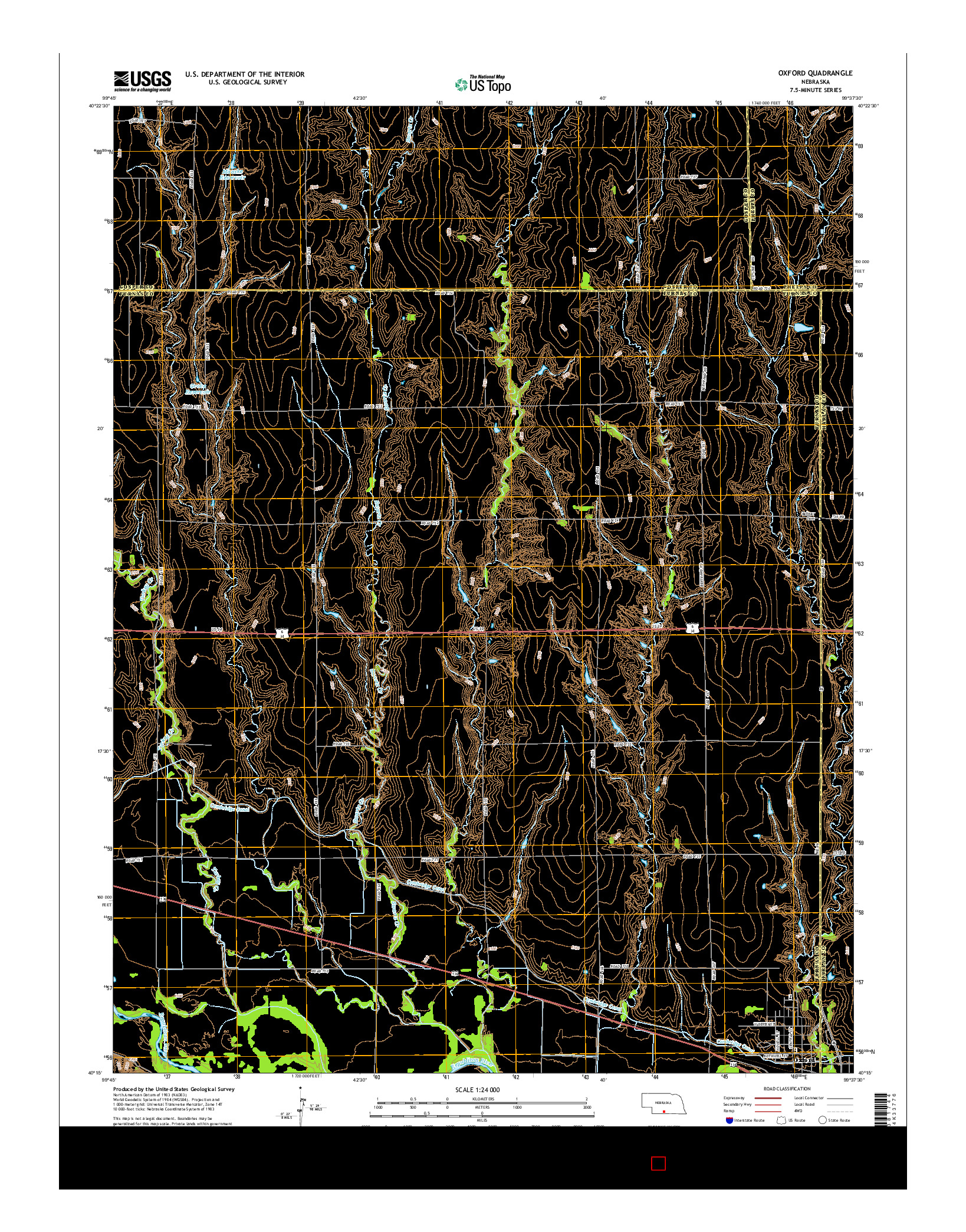 USGS US TOPO 7.5-MINUTE MAP FOR OXFORD, NE 2014