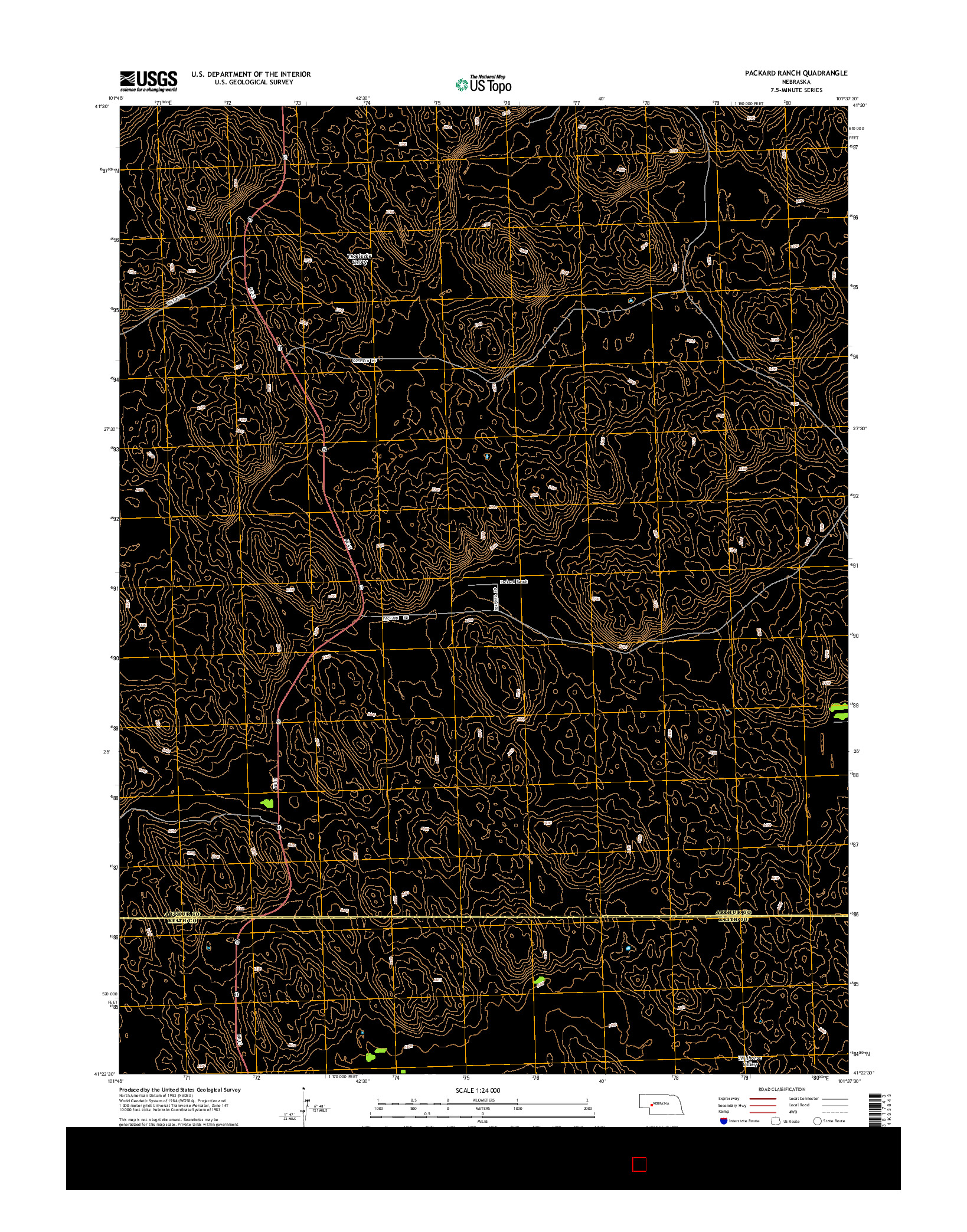 USGS US TOPO 7.5-MINUTE MAP FOR PACKARD RANCH, NE 2014
