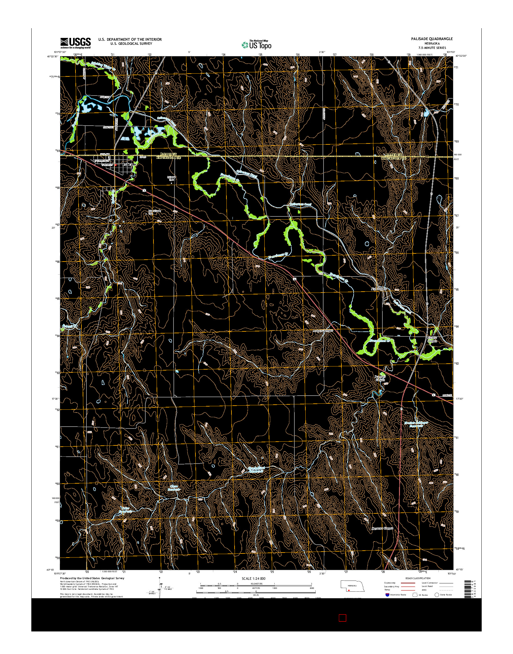 USGS US TOPO 7.5-MINUTE MAP FOR PALISADE, NE 2014