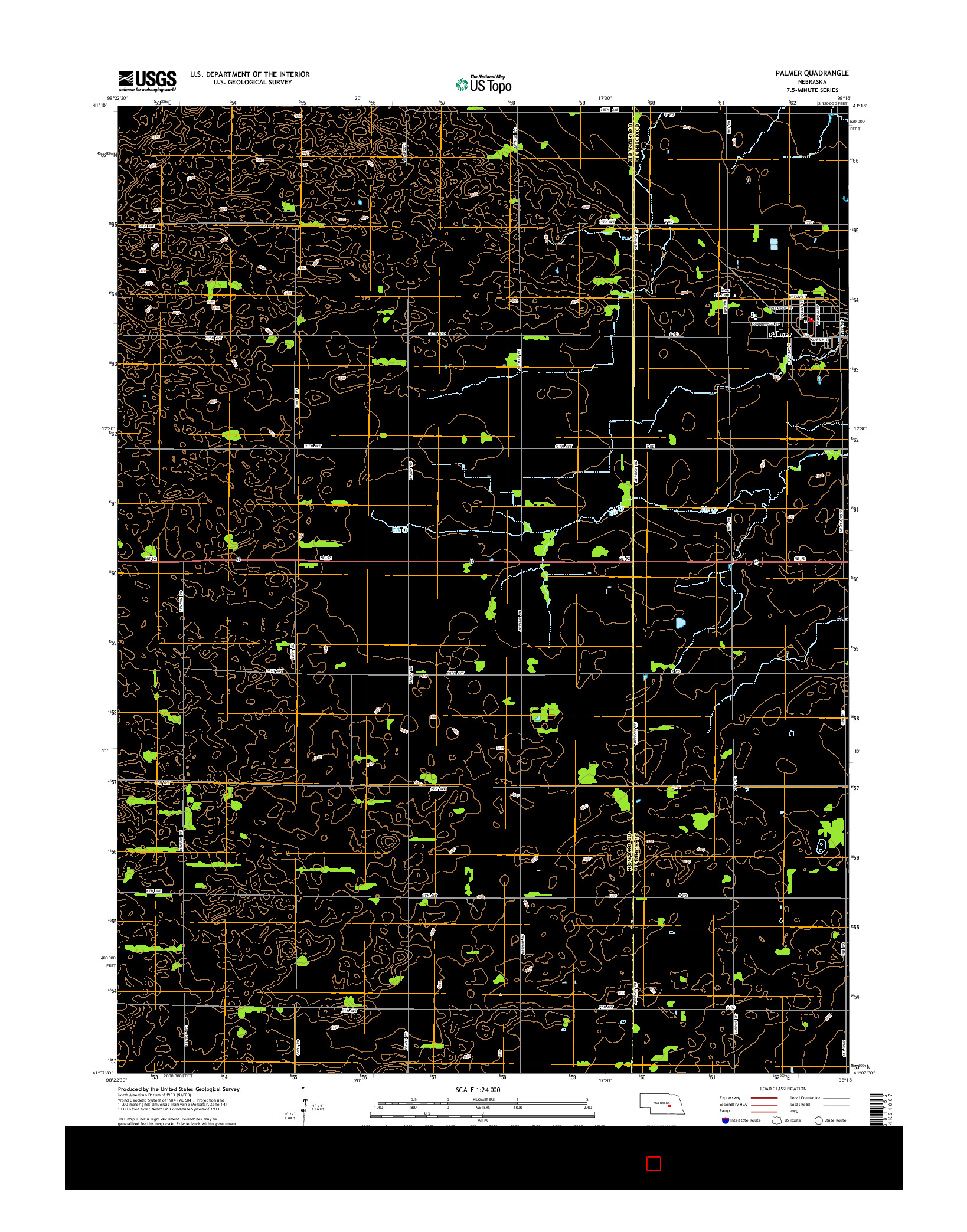 USGS US TOPO 7.5-MINUTE MAP FOR PALMER, NE 2014