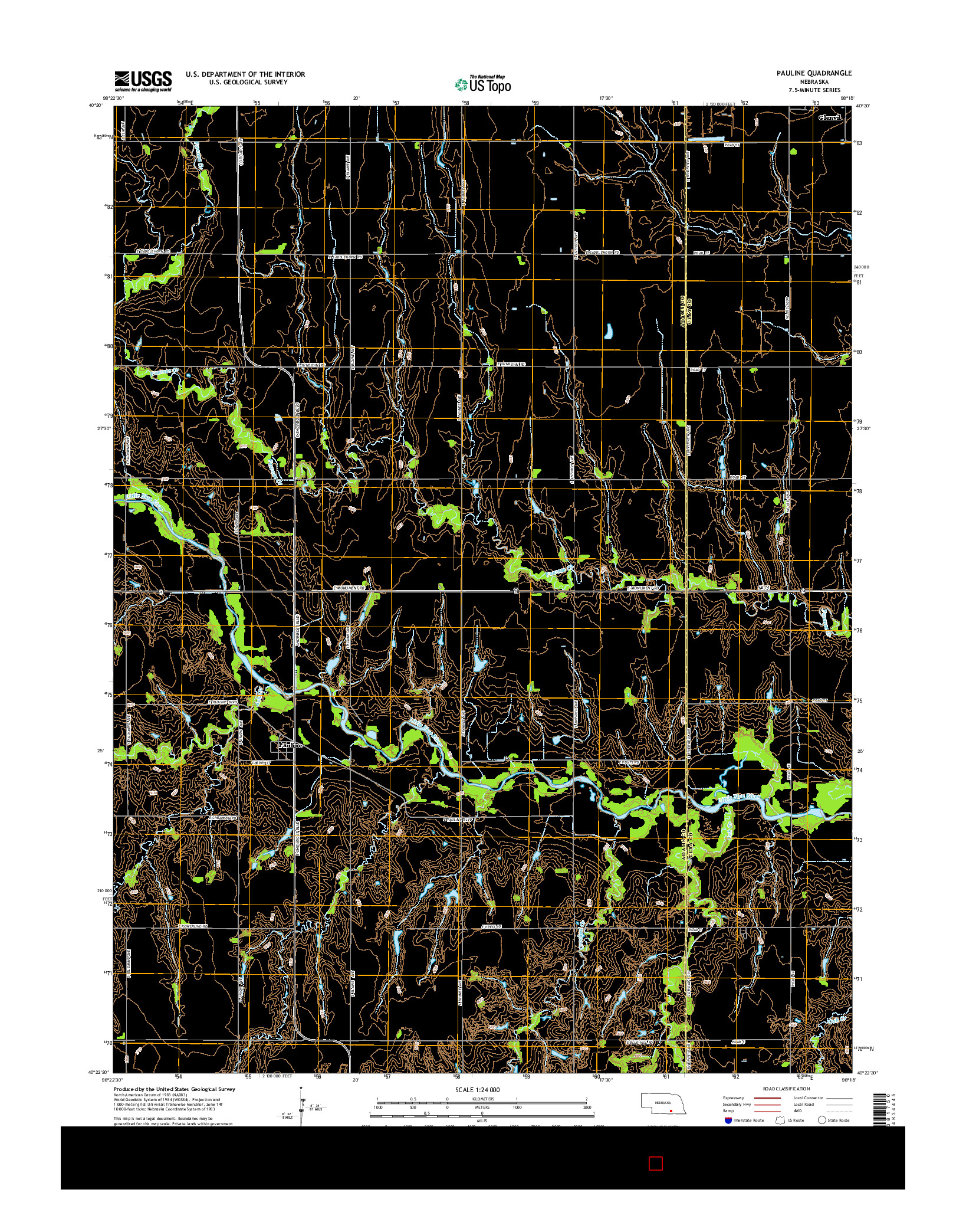 USGS US TOPO 7.5-MINUTE MAP FOR PAULINE, NE 2014