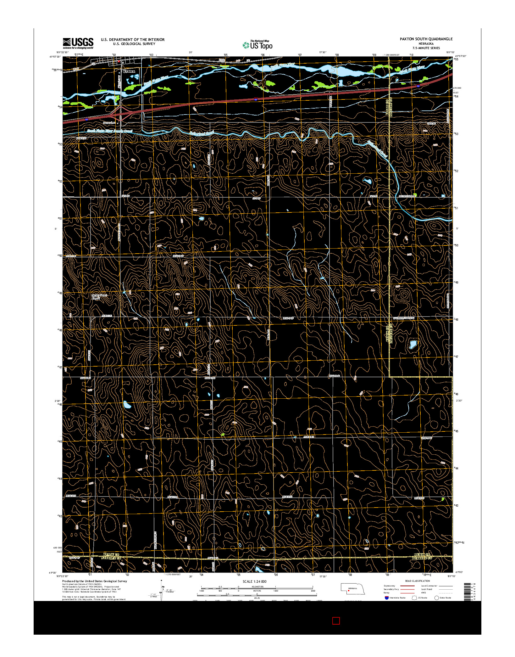 USGS US TOPO 7.5-MINUTE MAP FOR PAXTON SOUTH, NE 2014