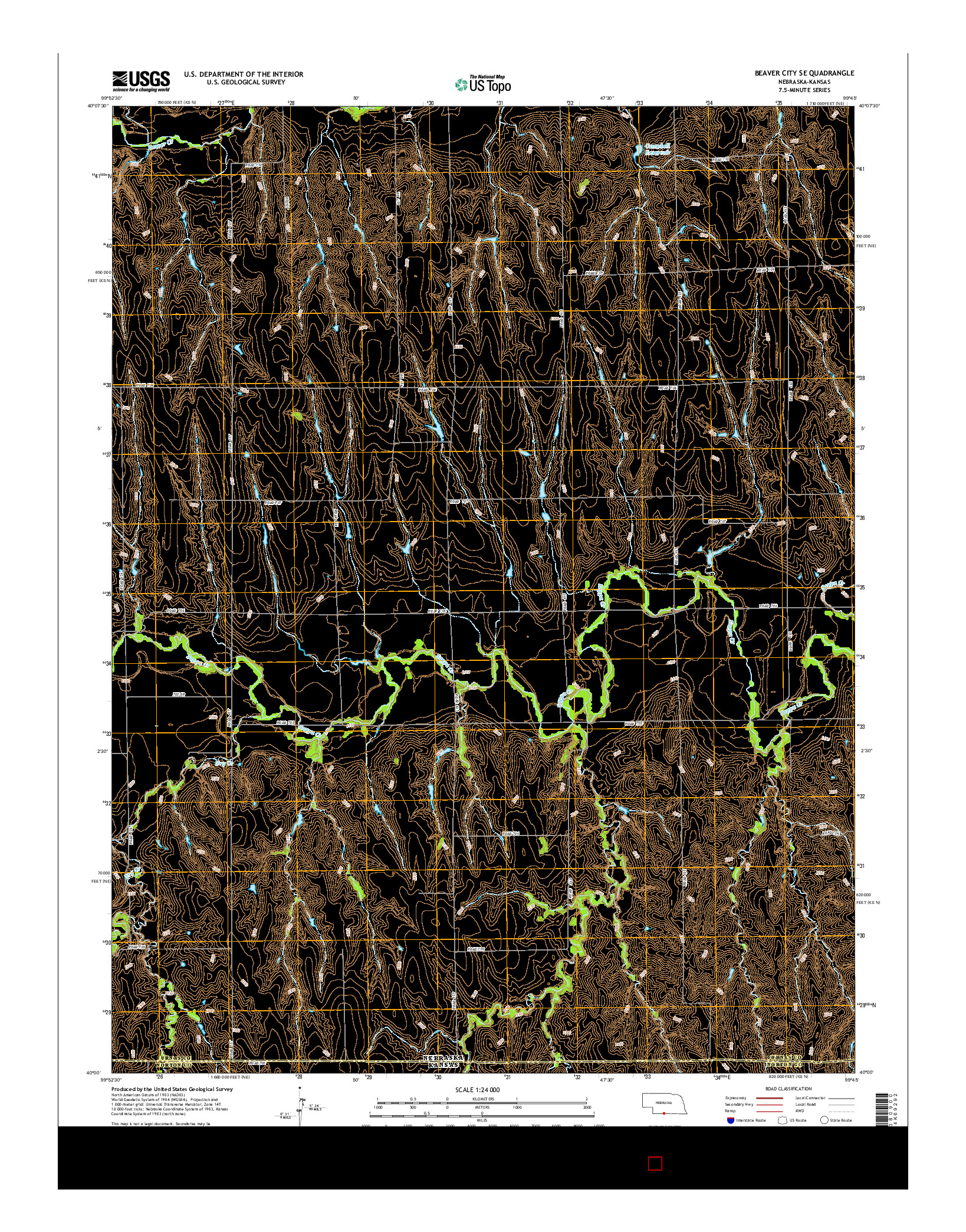 USGS US TOPO 7.5-MINUTE MAP FOR BEAVER CITY SE, NE-KS 2014
