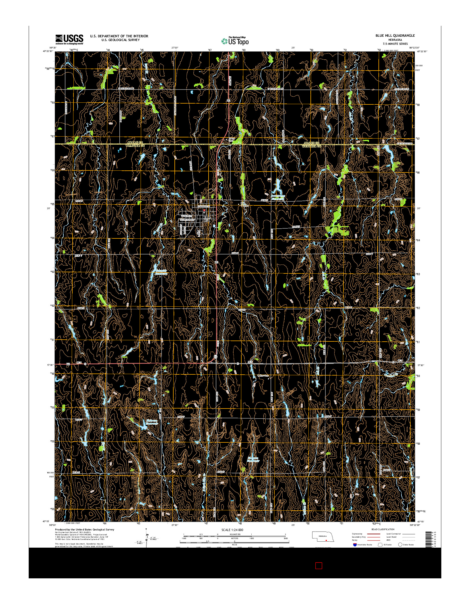 USGS US TOPO 7.5-MINUTE MAP FOR BLUE HILL, NE 2014