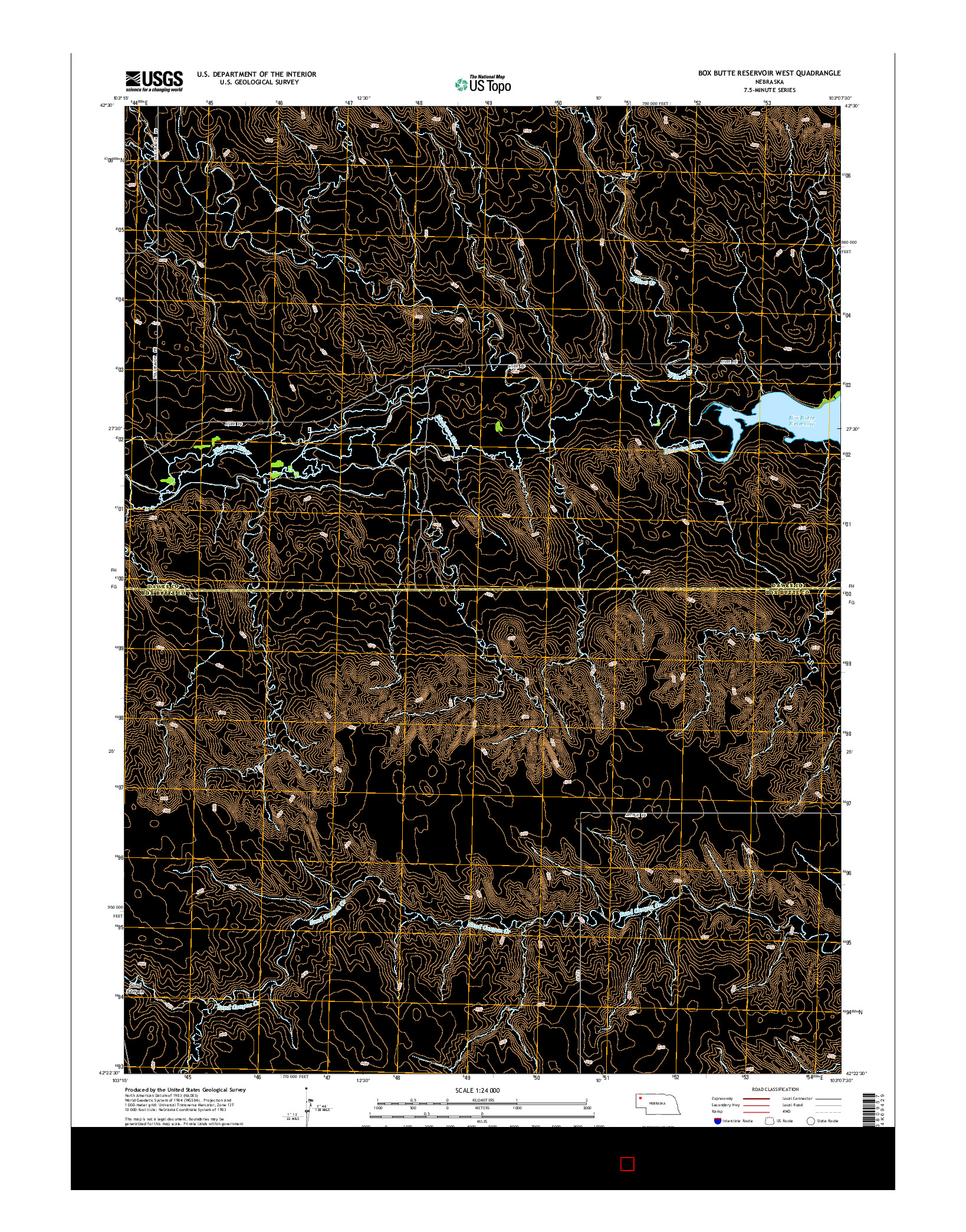 USGS US TOPO 7.5-MINUTE MAP FOR BOX BUTTE RESERVOIR WEST, NE 2014