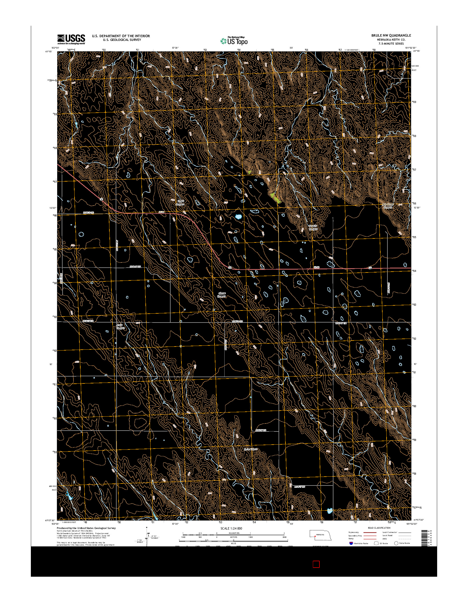 USGS US TOPO 7.5-MINUTE MAP FOR BRULE NW, NE 2014