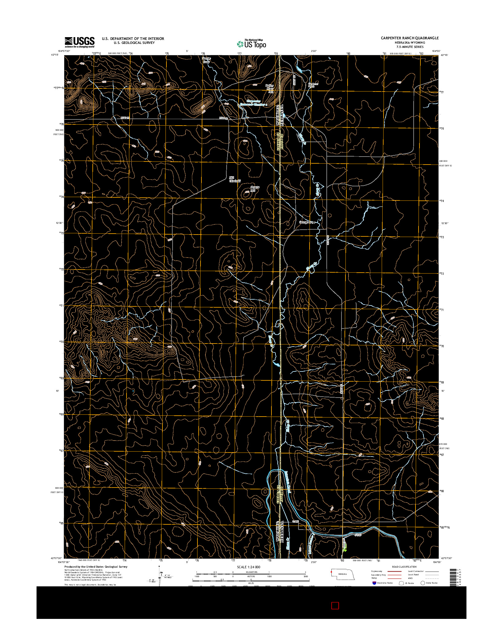 USGS US TOPO 7.5-MINUTE MAP FOR CARPENTER RANCH, NE-WY 2014