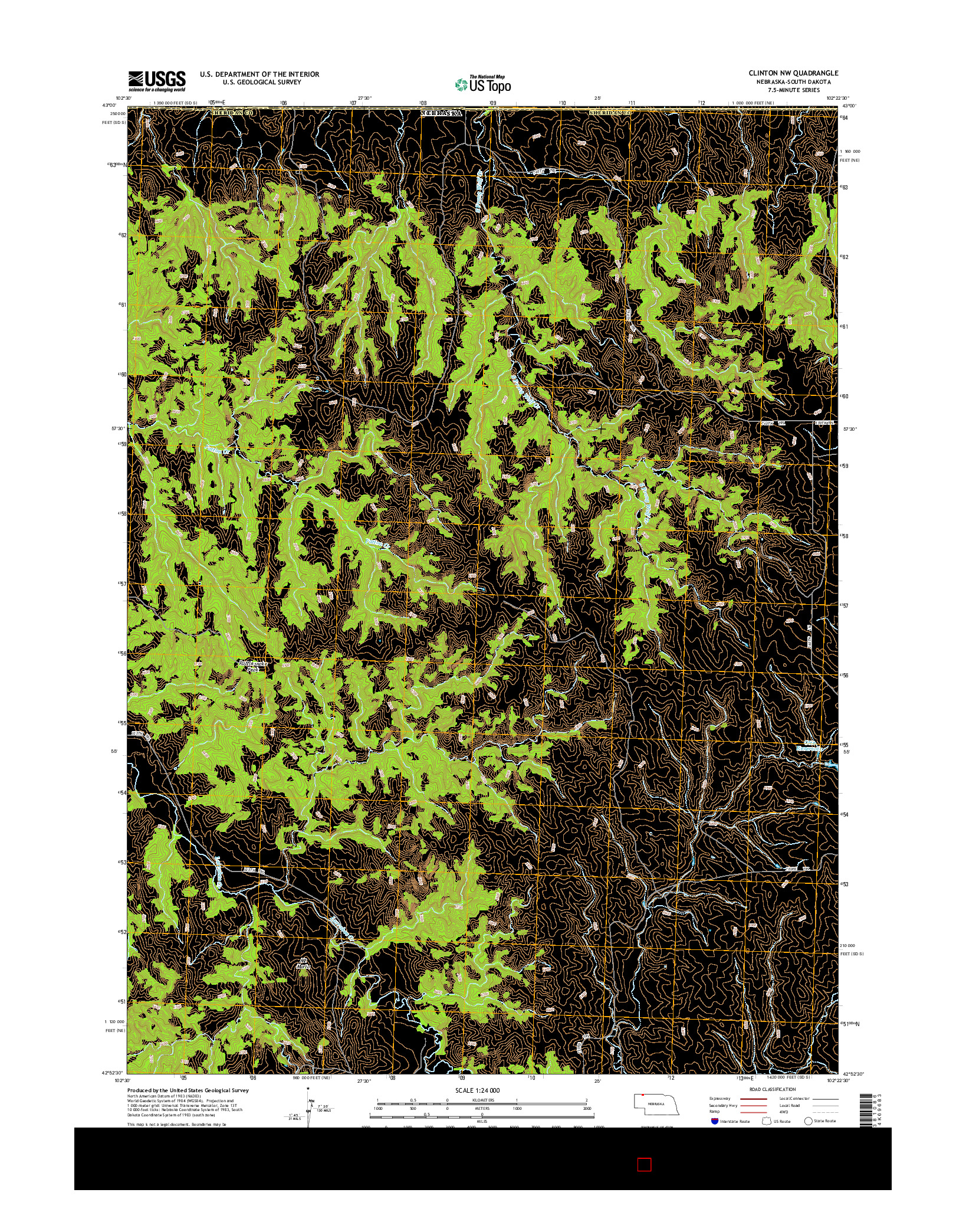 USGS US TOPO 7.5-MINUTE MAP FOR CLINTON NW, NE-SD 2014