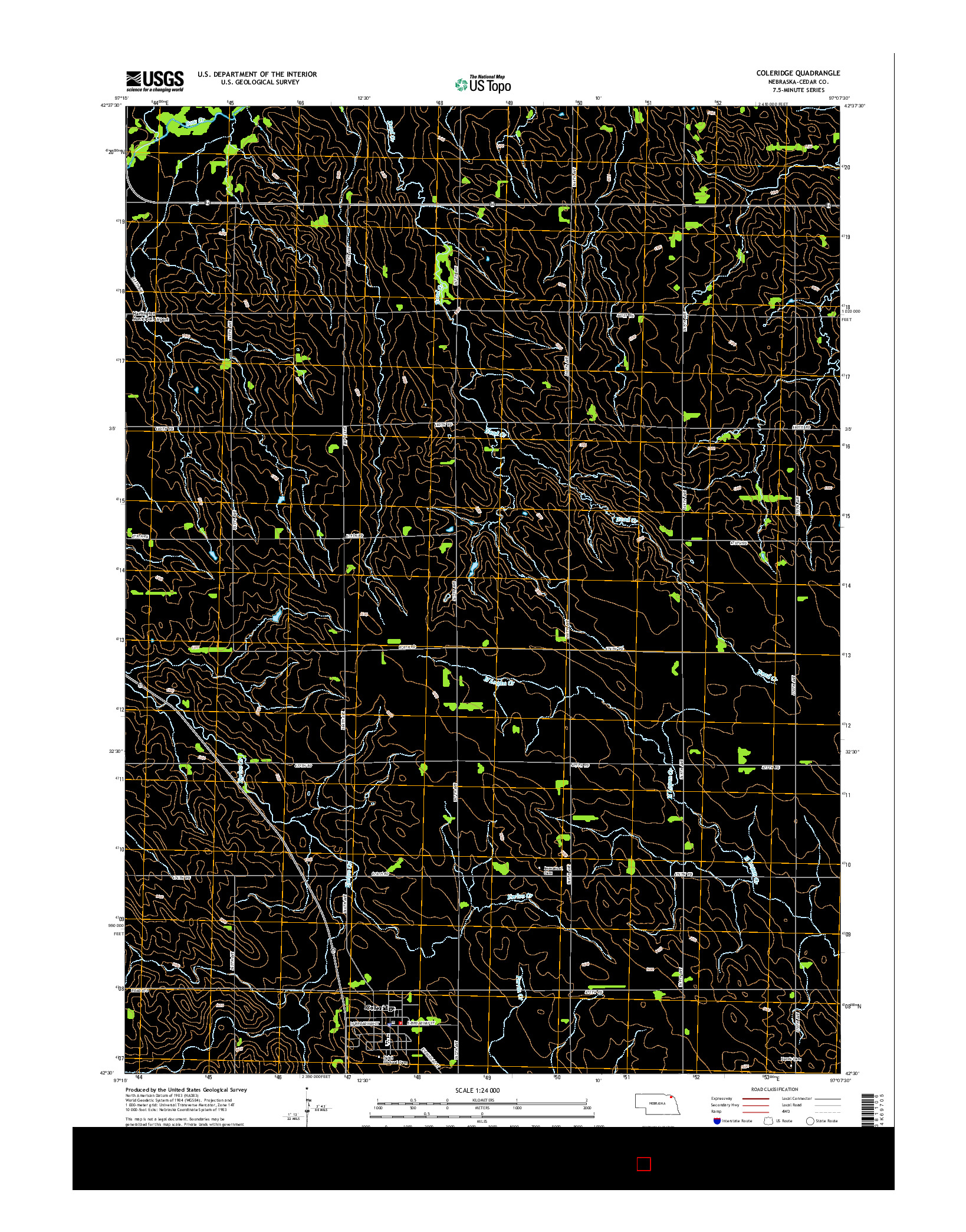 USGS US TOPO 7.5-MINUTE MAP FOR COLERIDGE, NE 2014