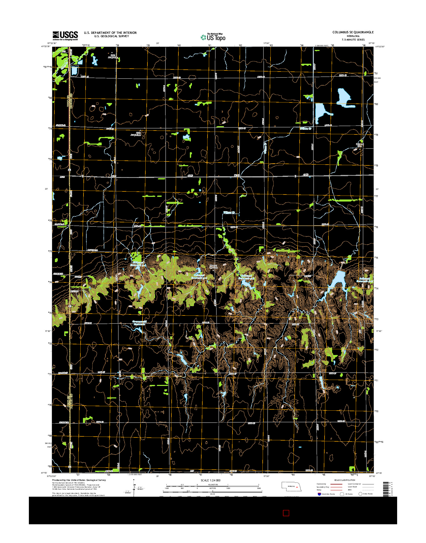 USGS US TOPO 7.5-MINUTE MAP FOR COLUMBUS SE, NE 2014