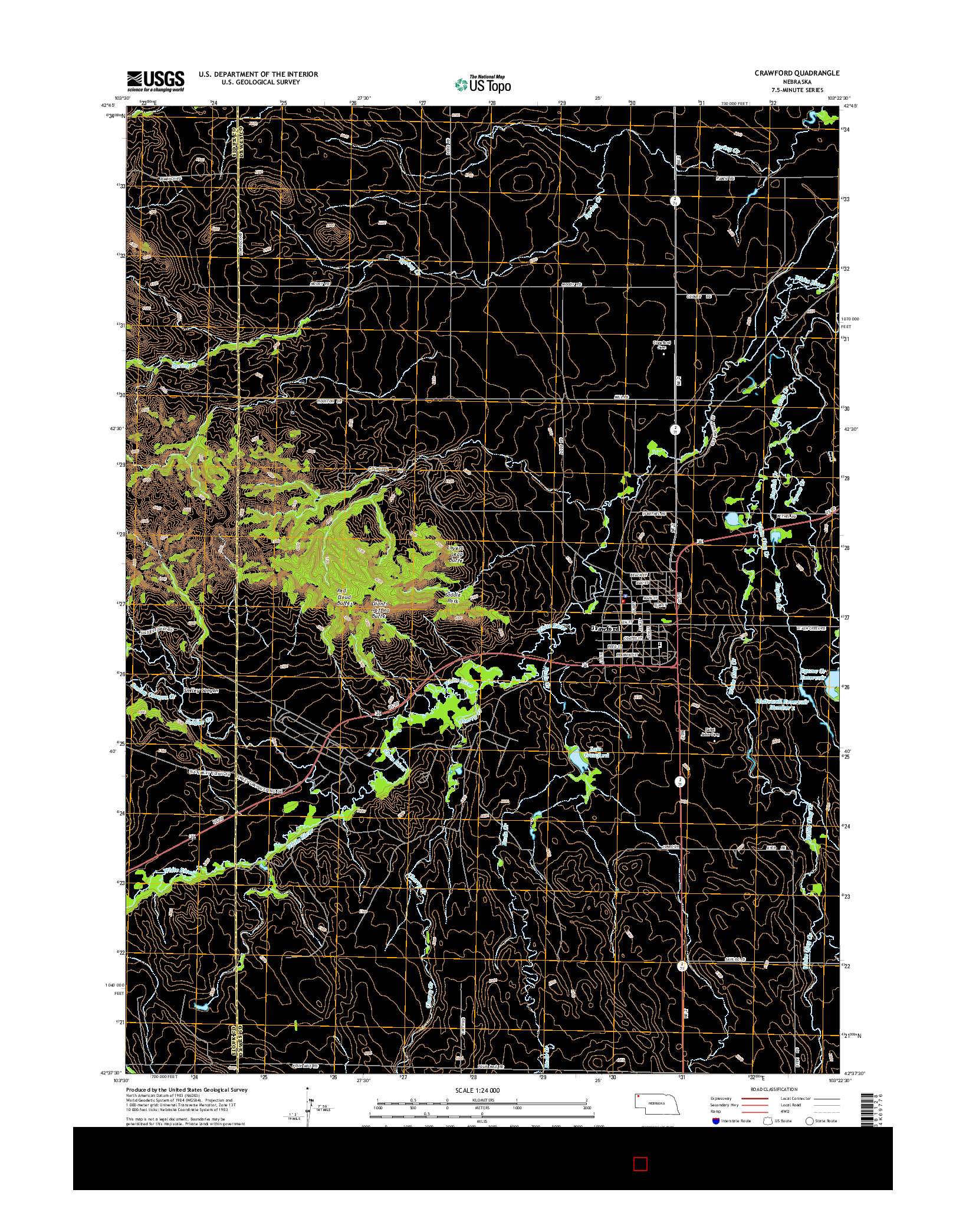 USGS US TOPO 7.5-MINUTE MAP FOR CRAWFORD, NE 2014