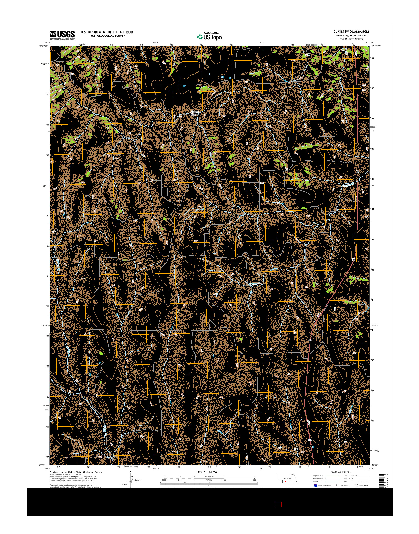 USGS US TOPO 7.5-MINUTE MAP FOR CURTIS SW, NE 2014