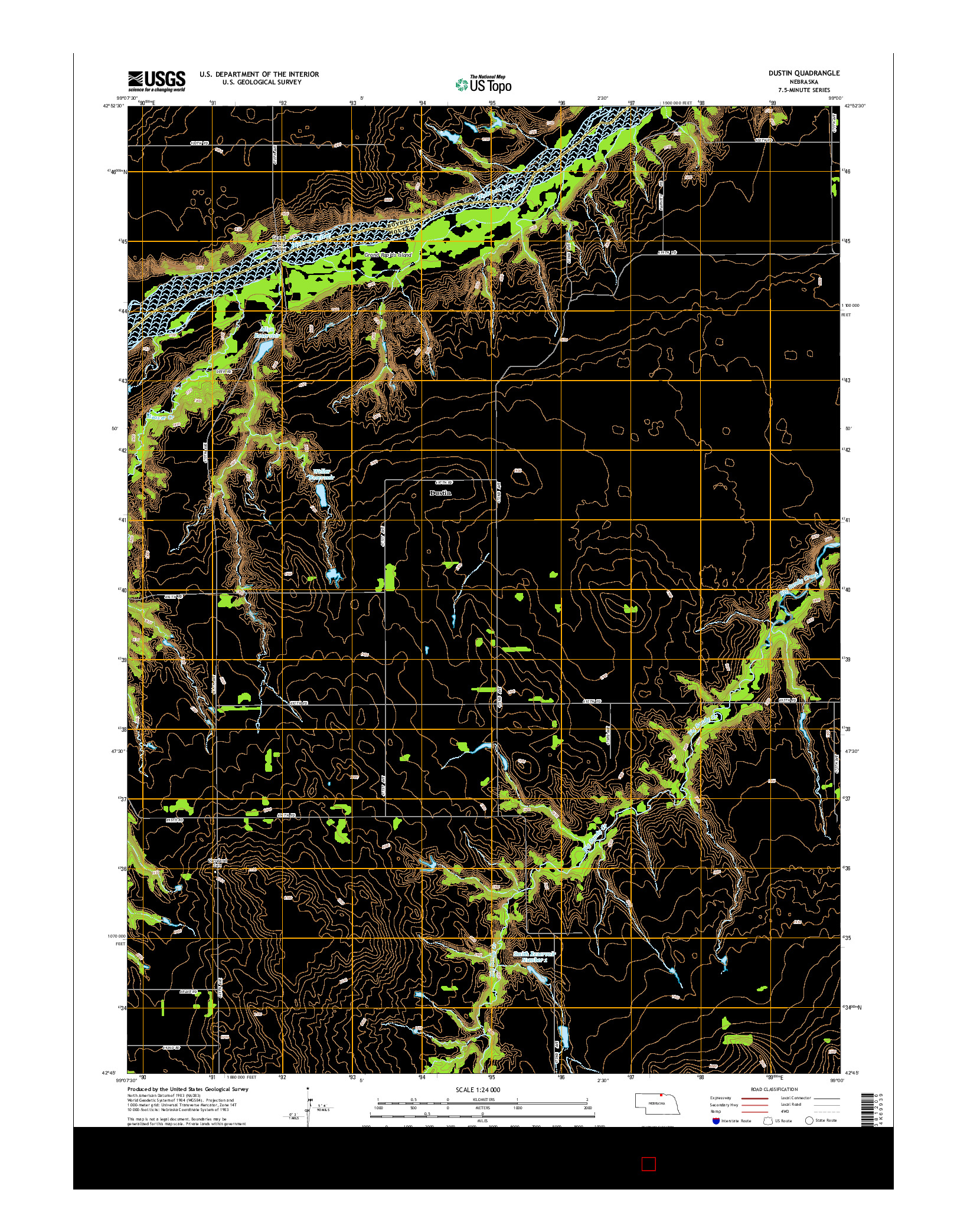 USGS US TOPO 7.5-MINUTE MAP FOR DUSTIN, NE 2014