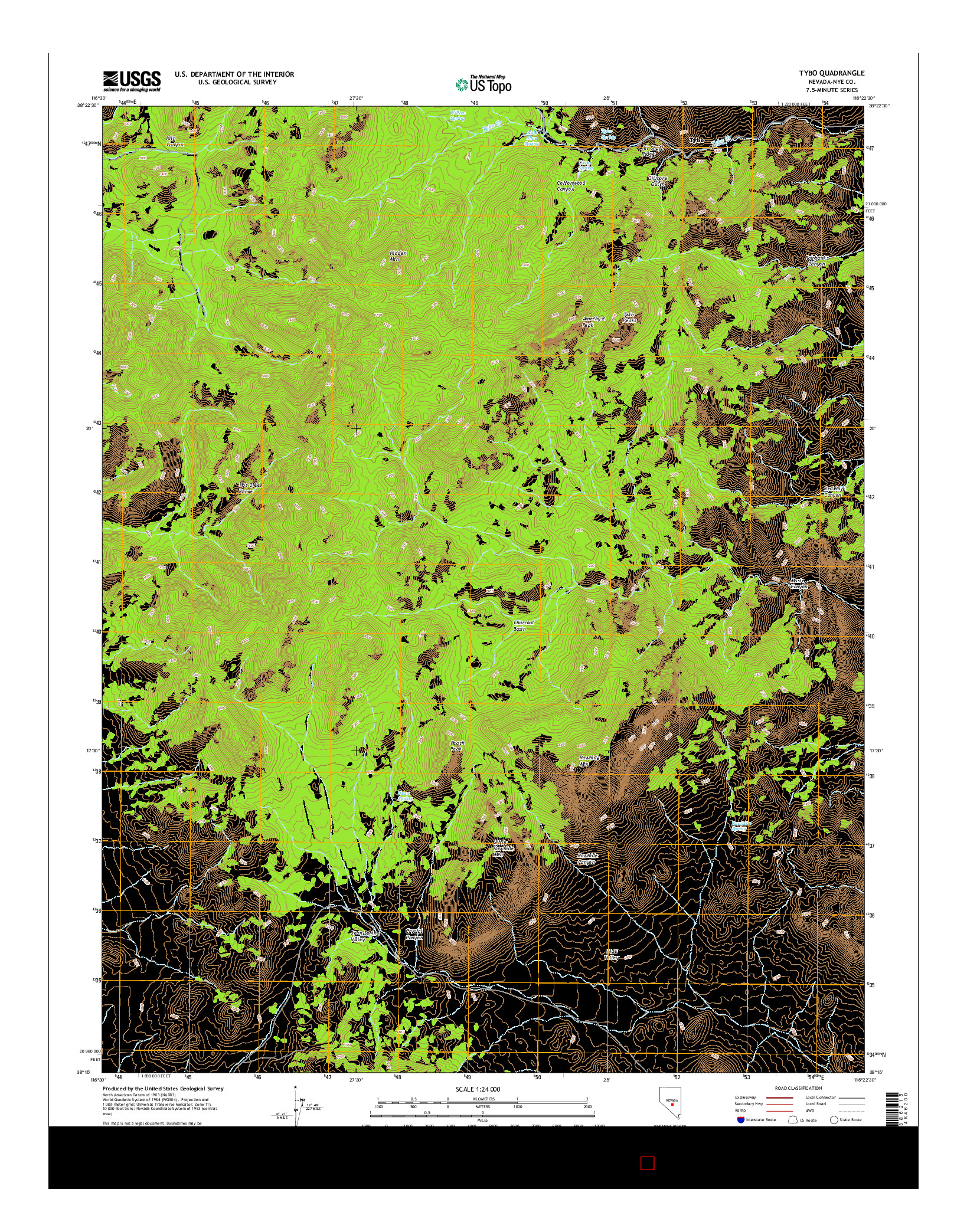 USGS US TOPO 7.5-MINUTE MAP FOR TYBO, NV 2014