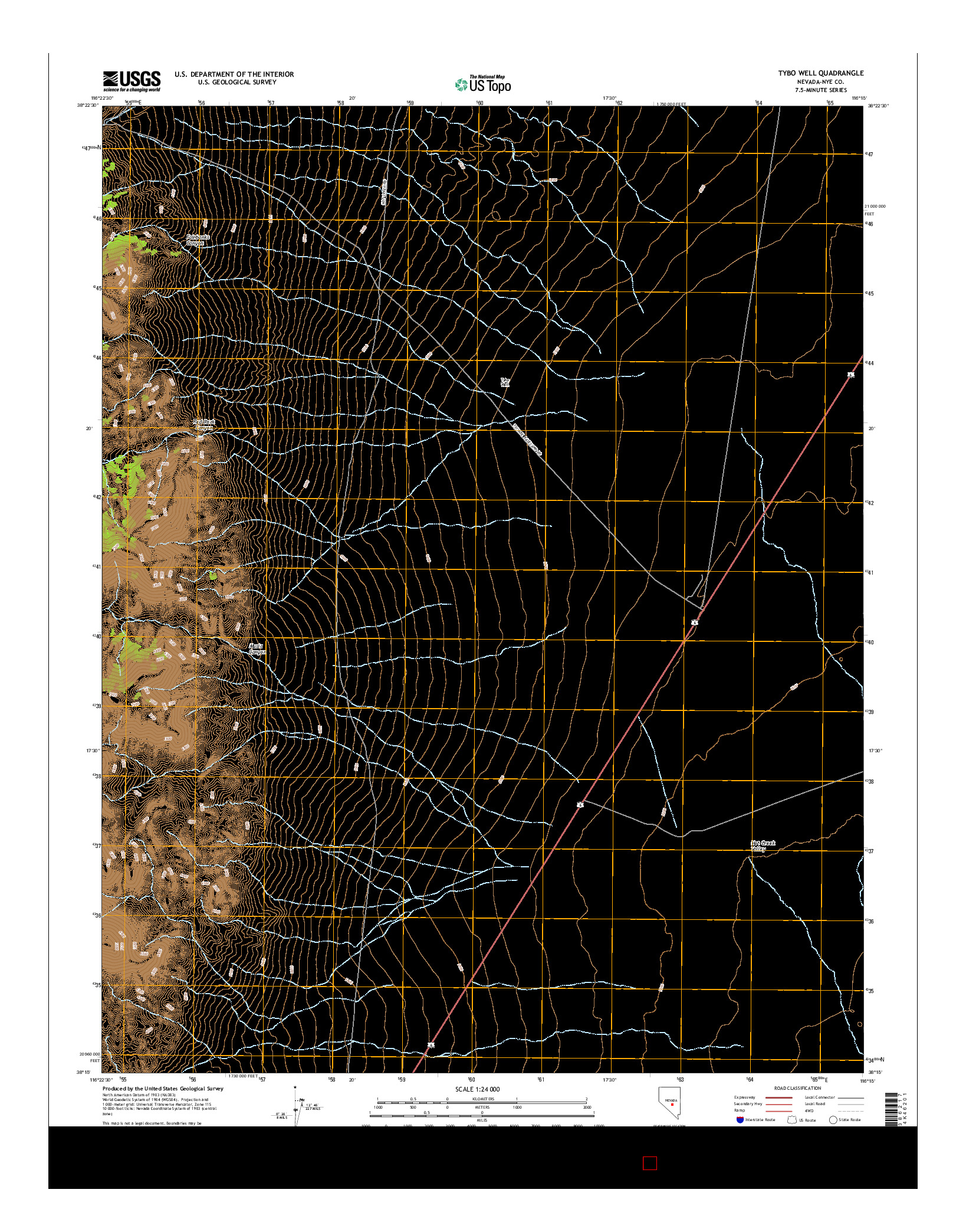 USGS US TOPO 7.5-MINUTE MAP FOR TYBO WELL, NV 2014