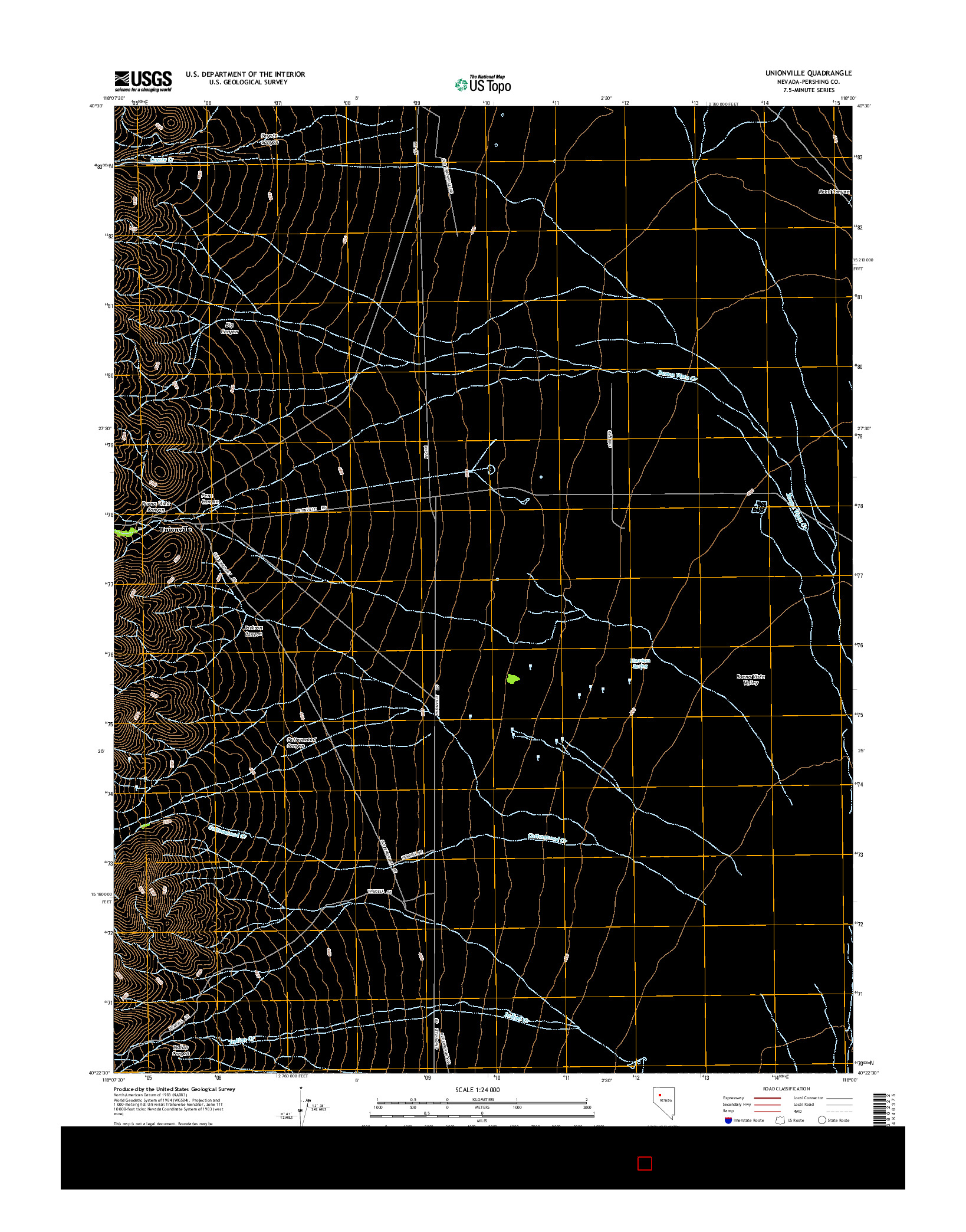 USGS US TOPO 7.5-MINUTE MAP FOR UNIONVILLE, NV 2014