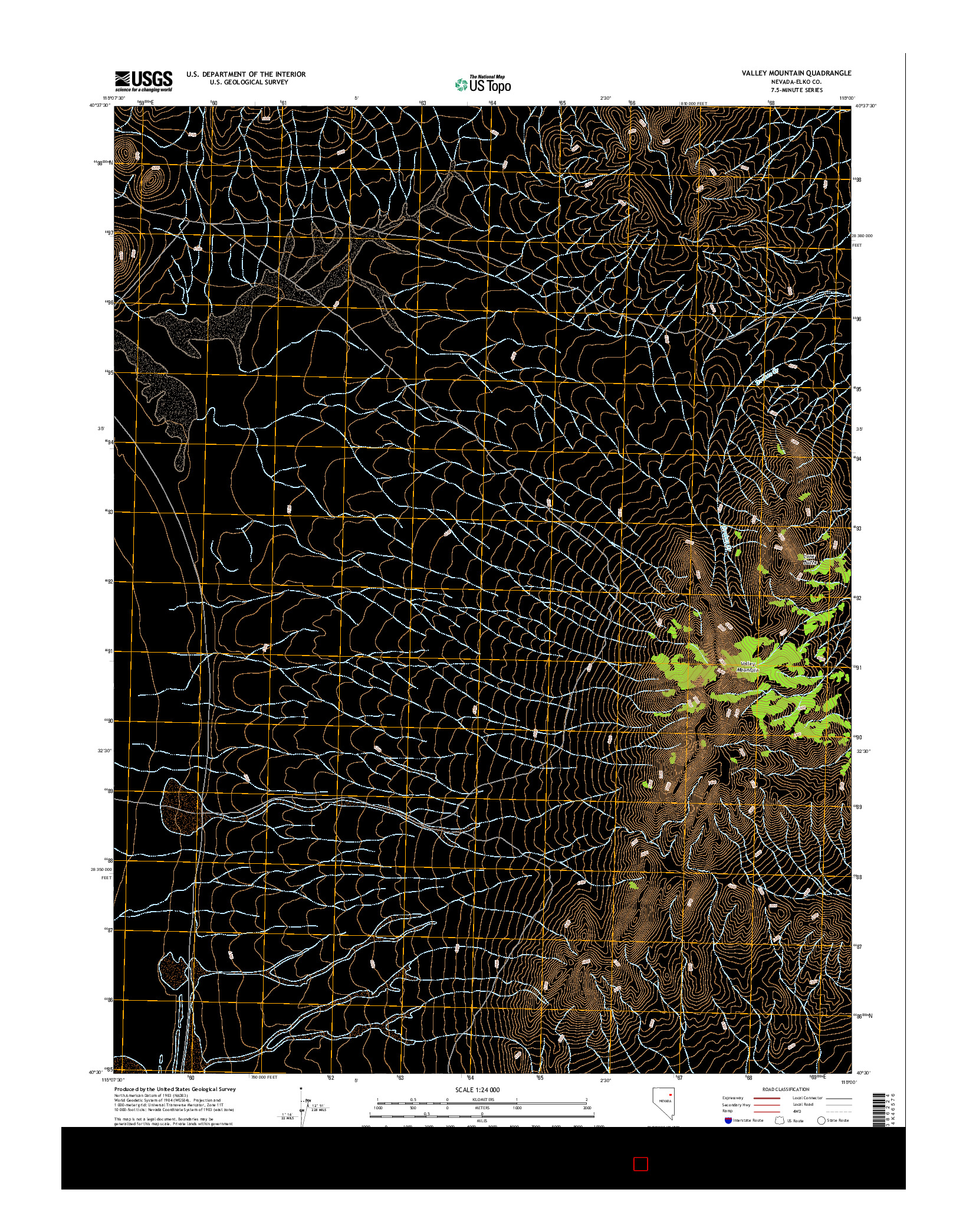 USGS US TOPO 7.5-MINUTE MAP FOR VALLEY MOUNTAIN, NV 2014