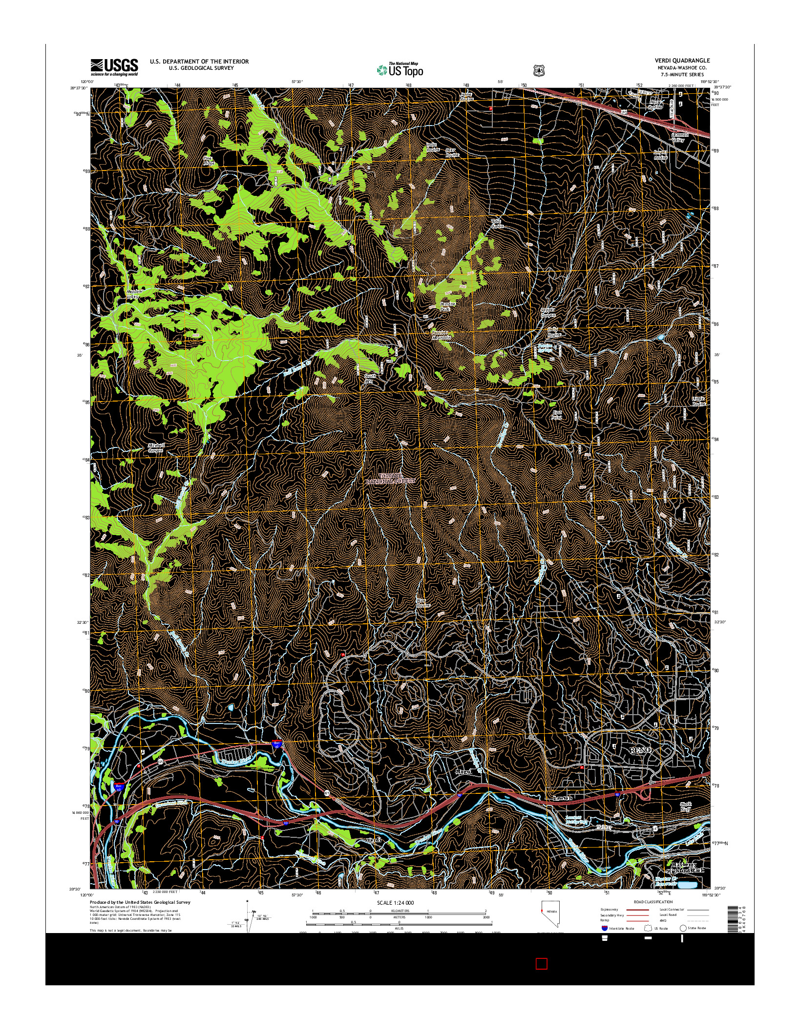 USGS US TOPO 7.5-MINUTE MAP FOR VERDI, NV 2014