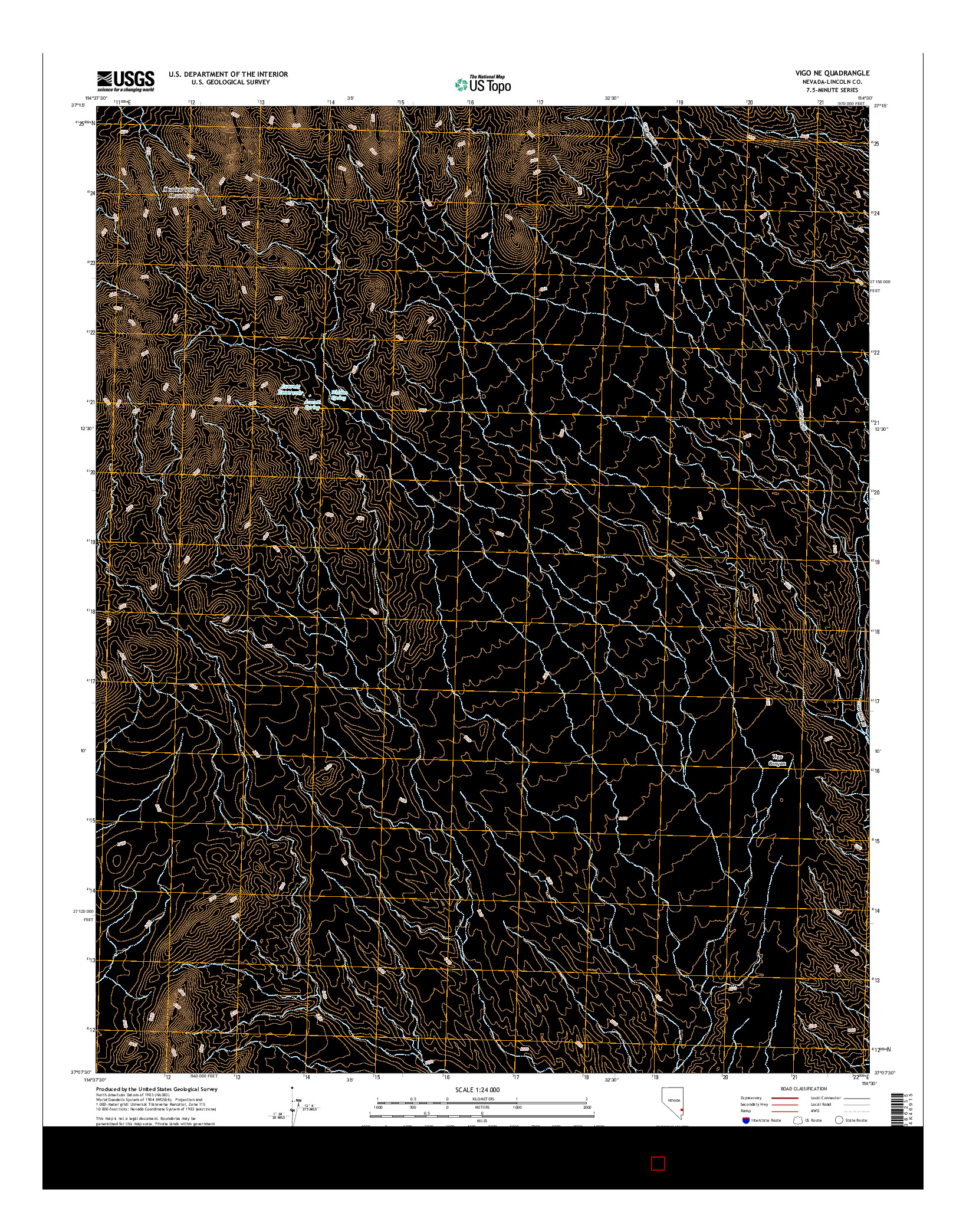 USGS US TOPO 7.5-MINUTE MAP FOR VIGO NE, NV 2014