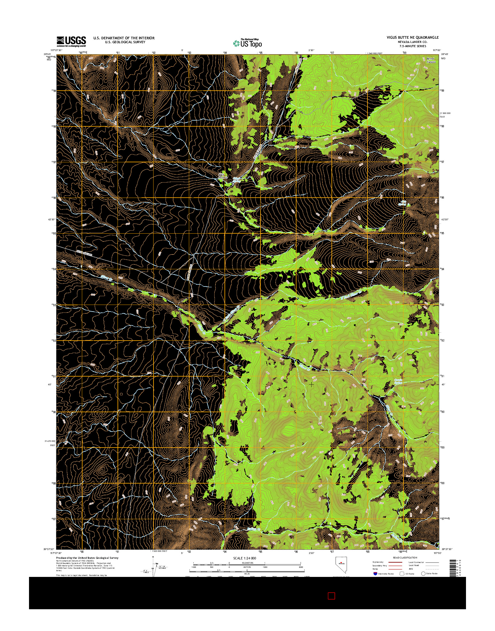 USGS US TOPO 7.5-MINUTE MAP FOR VIGUS BUTTE NE, NV 2014