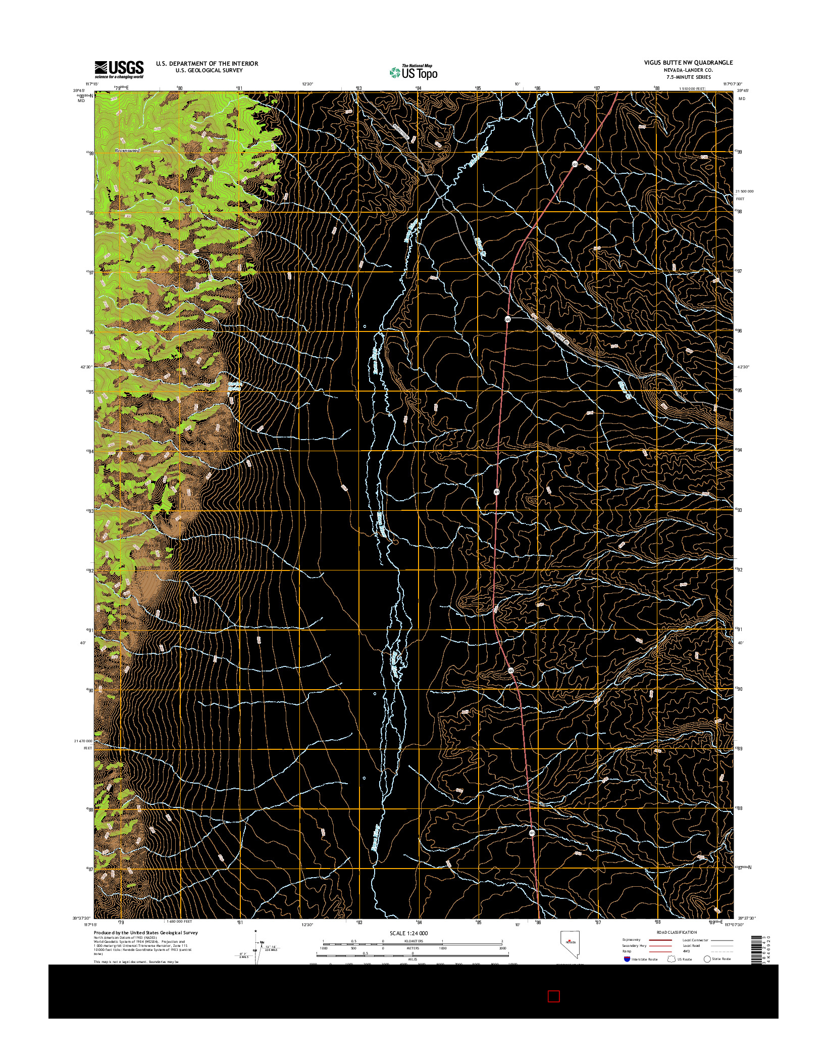 USGS US TOPO 7.5-MINUTE MAP FOR VIGUS BUTTE NW, NV 2014