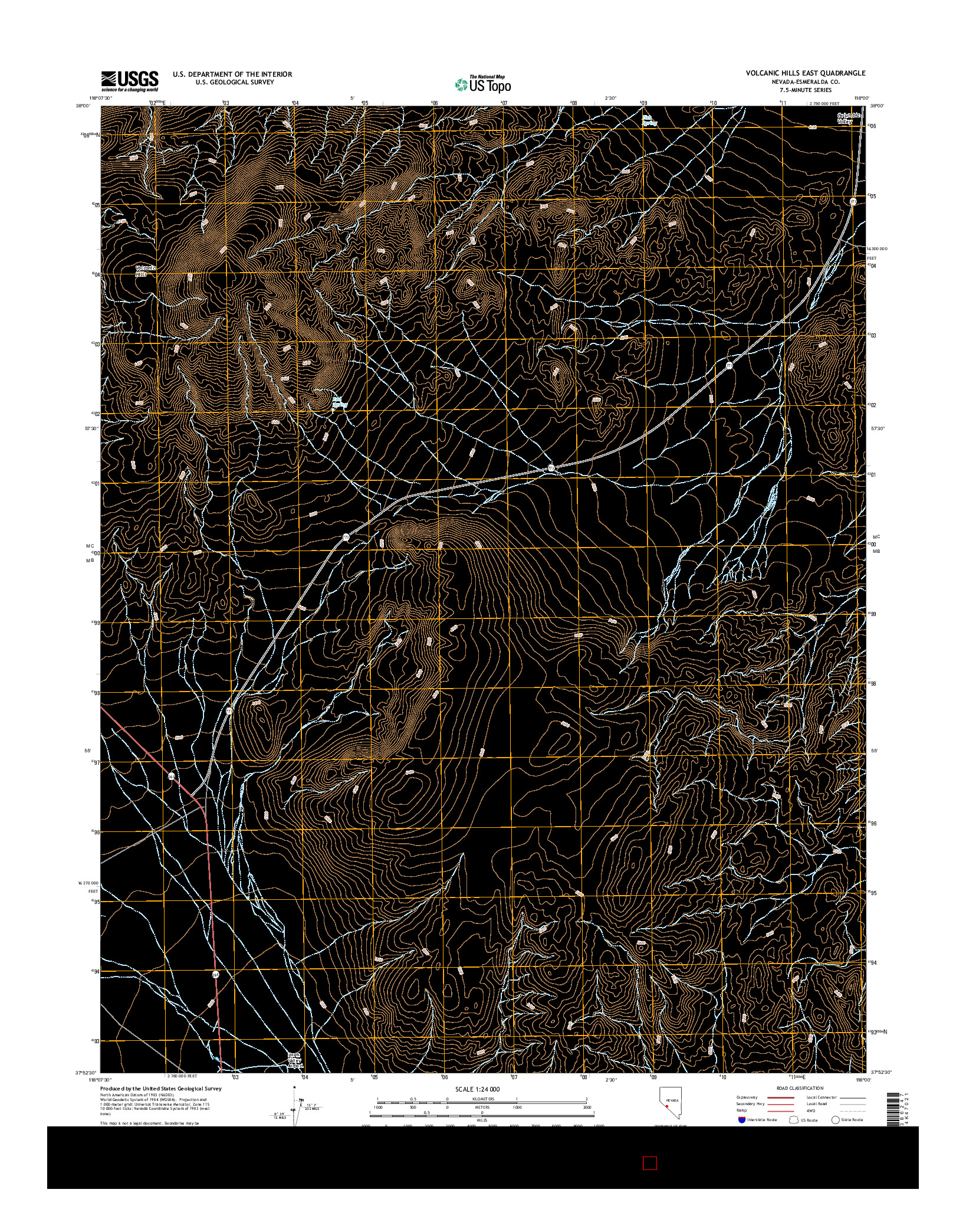 USGS US TOPO 7.5-MINUTE MAP FOR VOLCANIC HILLS EAST, NV 2014