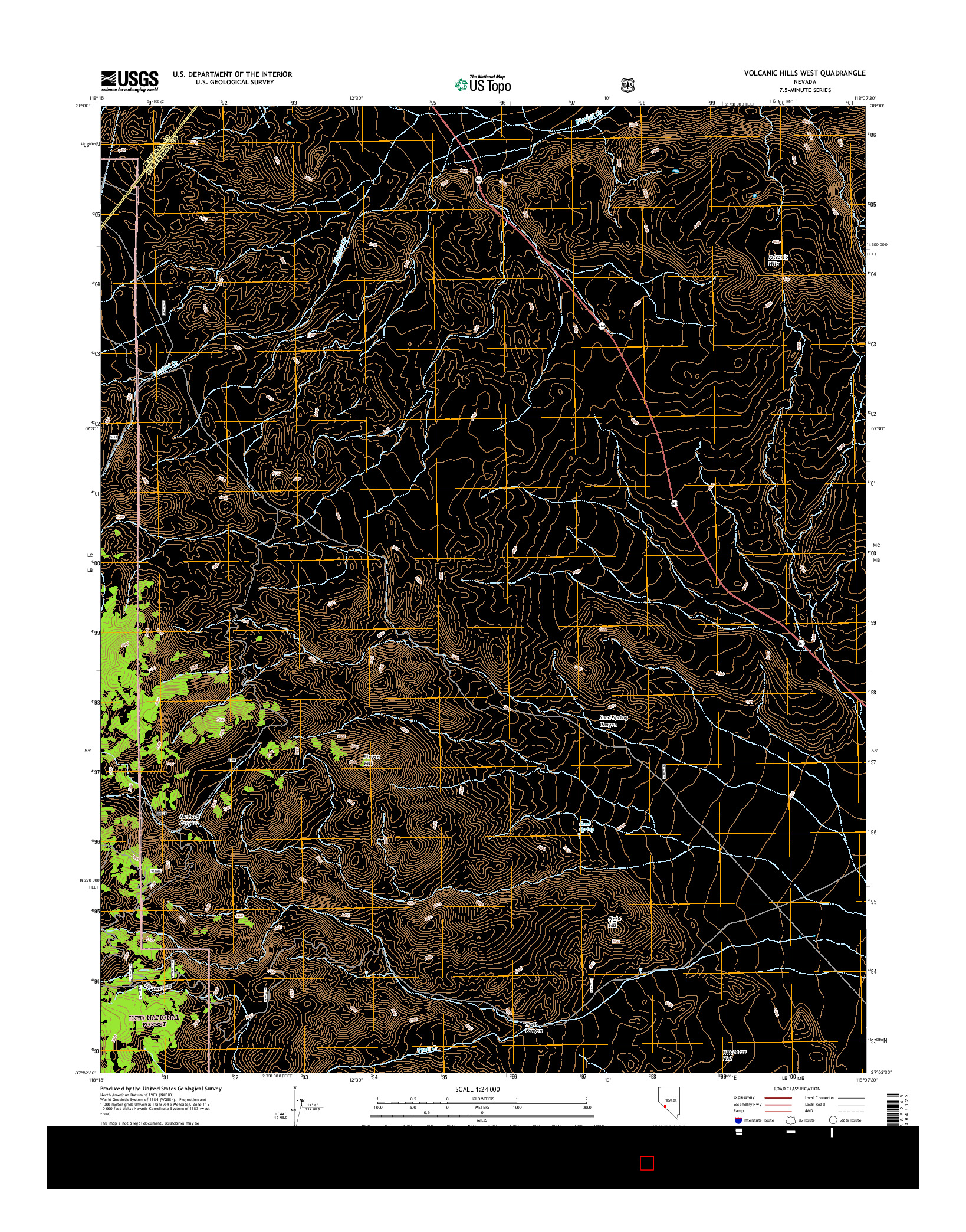 USGS US TOPO 7.5-MINUTE MAP FOR VOLCANIC HILLS WEST, NV 2014