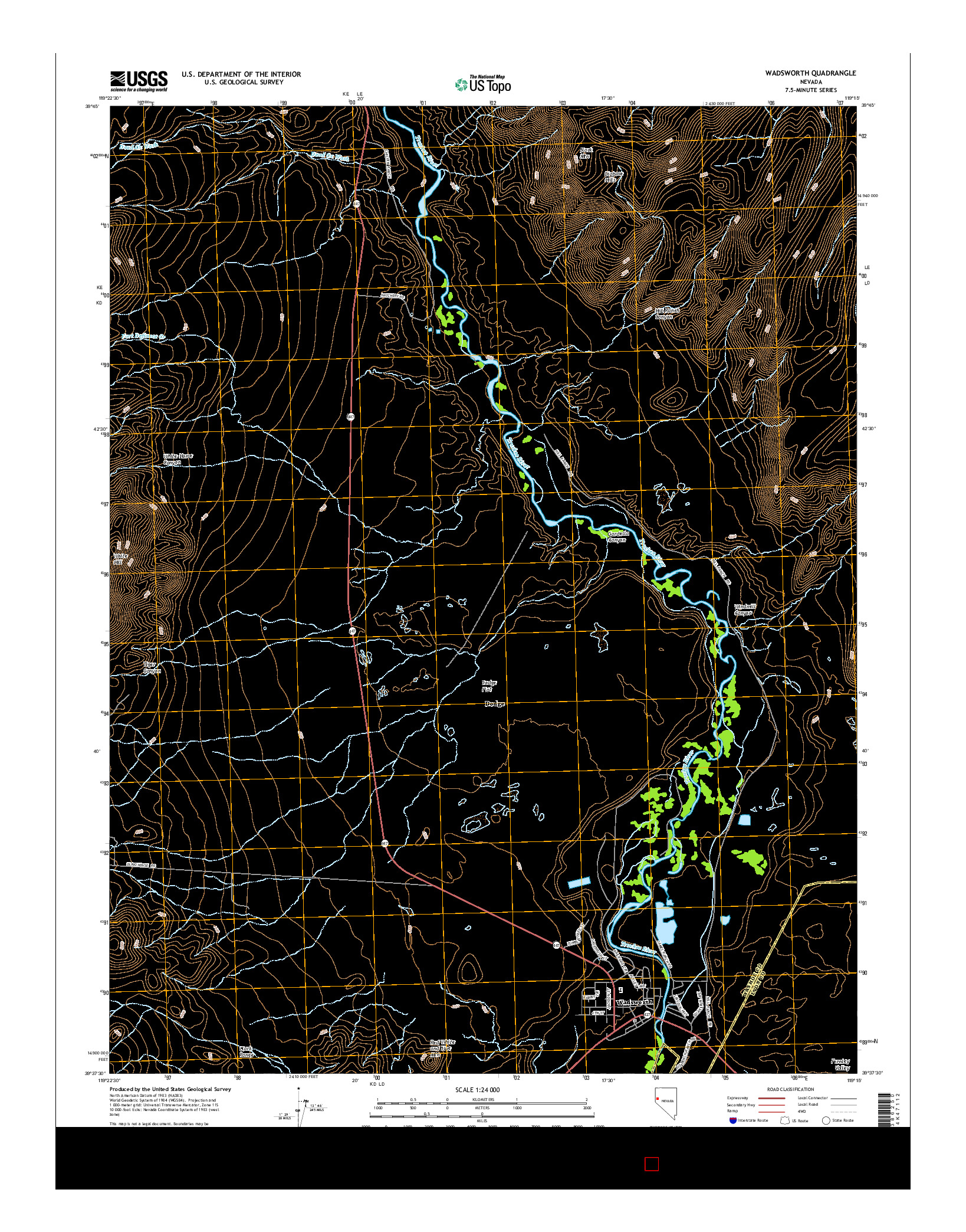 USGS US TOPO 7.5-MINUTE MAP FOR WADSWORTH, NV 2014