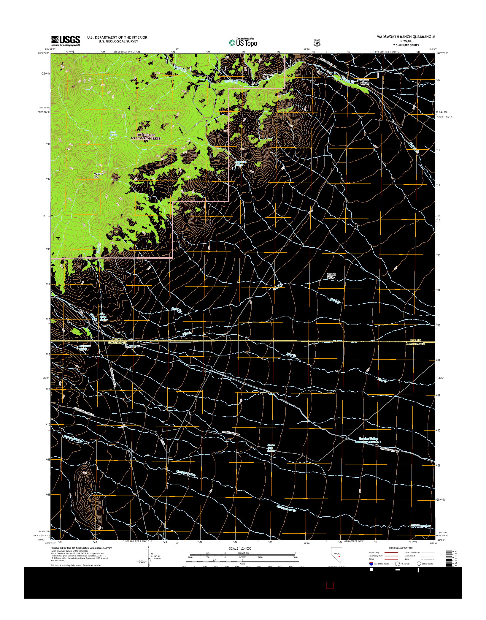 USGS US TOPO 7.5-MINUTE MAP FOR WADSWORTH RANCH, NV 2014