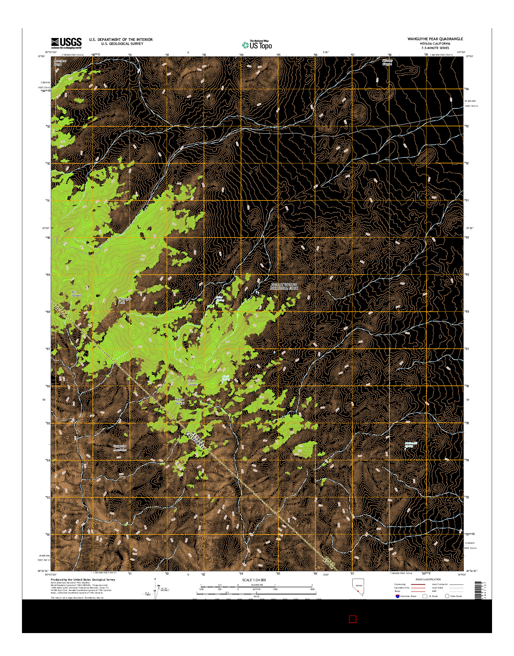 USGS US TOPO 7.5-MINUTE MAP FOR WAHGUYHE PEAK, NV-CA 2014