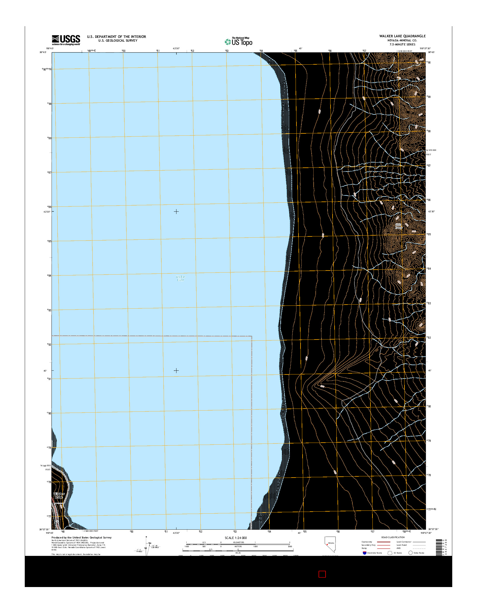 USGS US TOPO 7.5-MINUTE MAP FOR WALKER LAKE, NV 2014