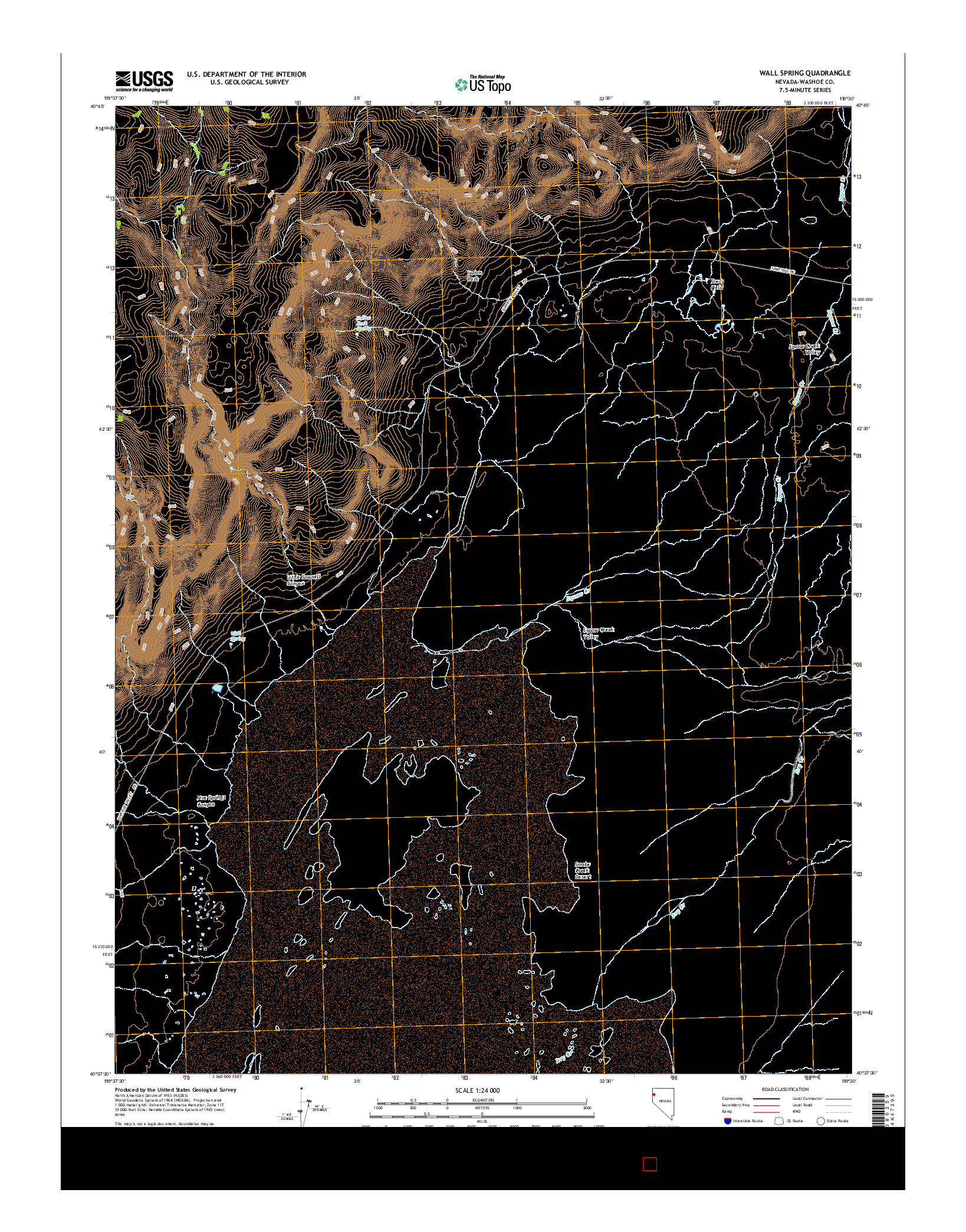 USGS US TOPO 7.5-MINUTE MAP FOR WALL SPRING, NV 2014