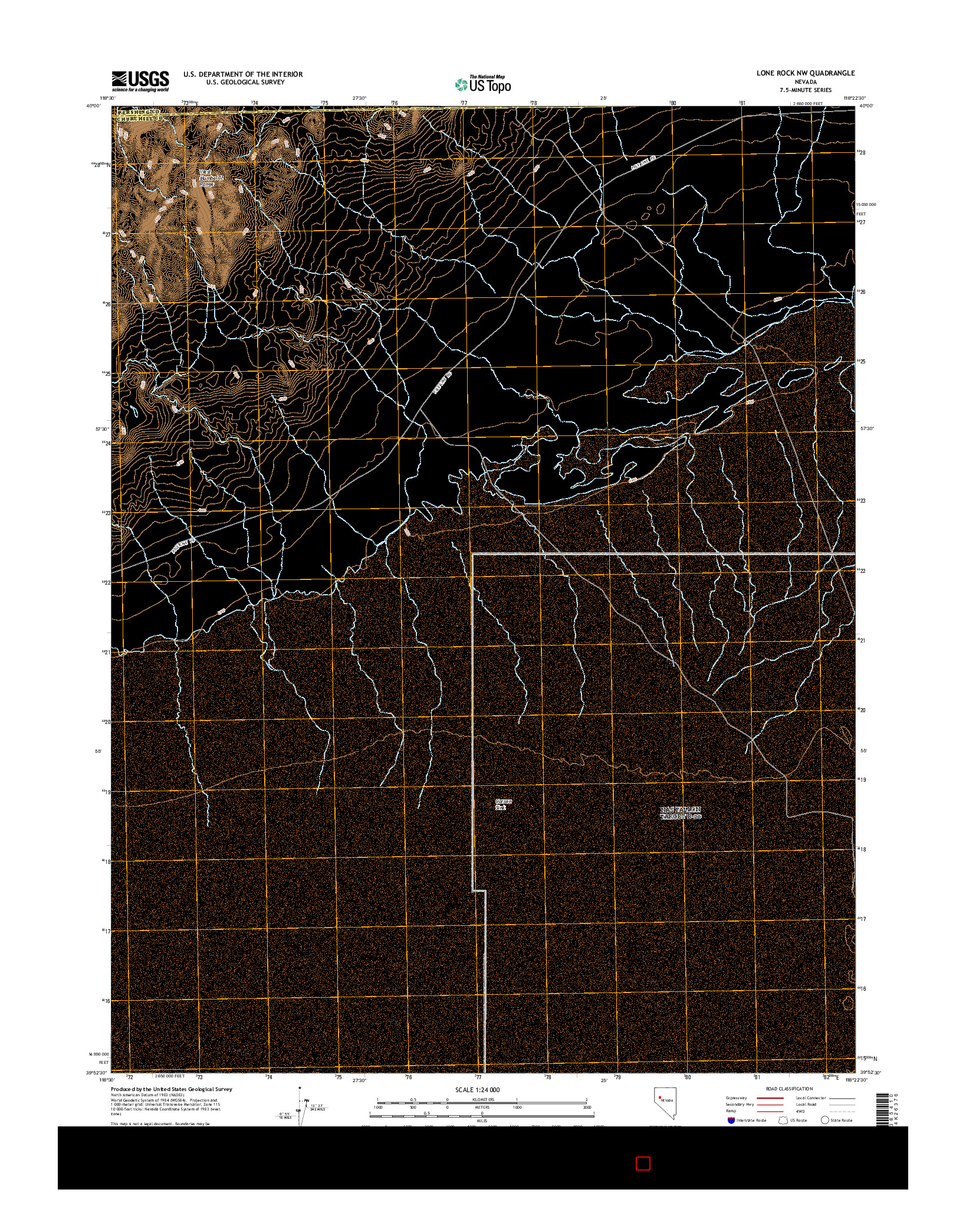 USGS US TOPO 7.5-MINUTE MAP FOR LONE ROCK NW, NV 2014