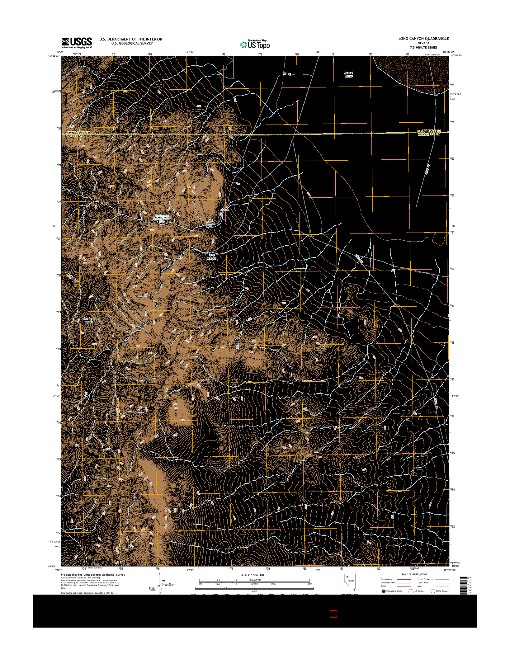 USGS US TOPO 7.5-MINUTE MAP FOR LONG CANYON, NV 2014