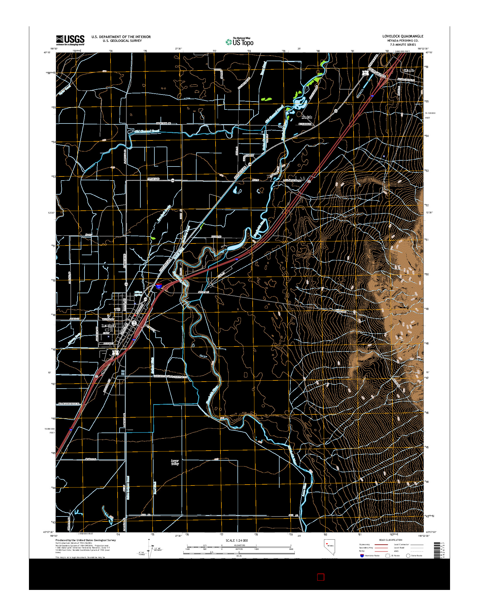 USGS US TOPO 7.5-MINUTE MAP FOR LOVELOCK, NV 2014