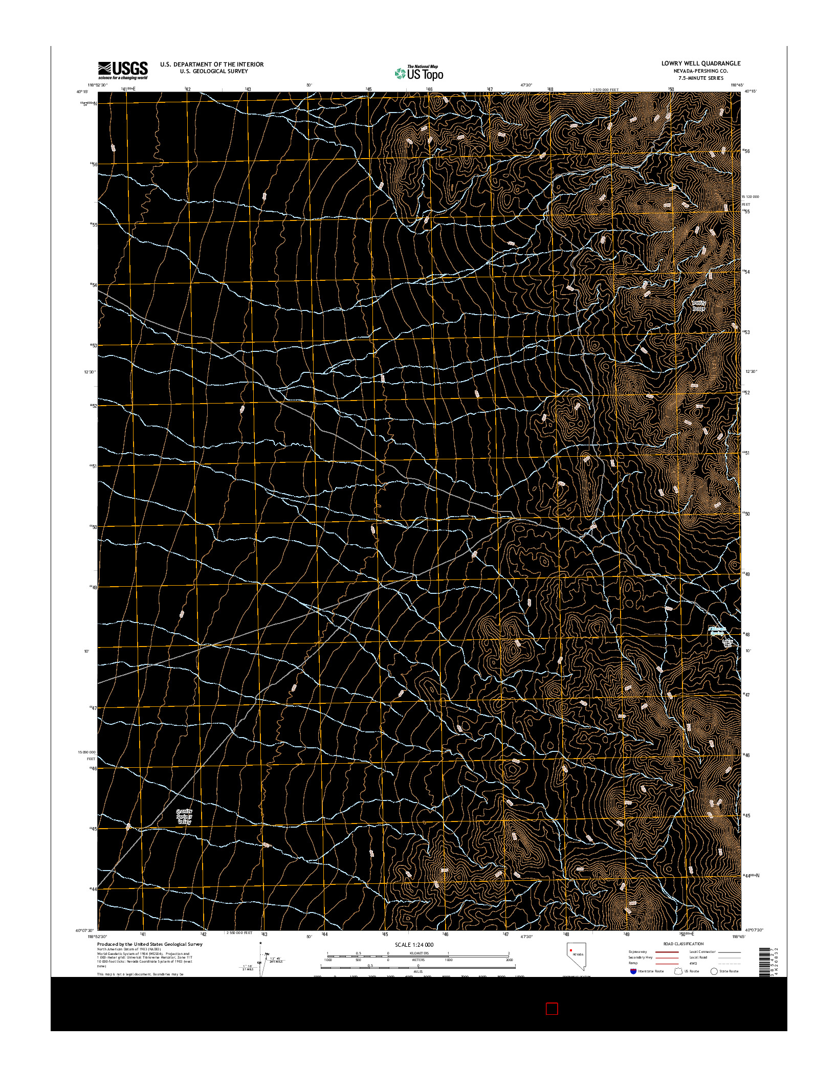 USGS US TOPO 7.5-MINUTE MAP FOR LOWRY WELL, NV 2014