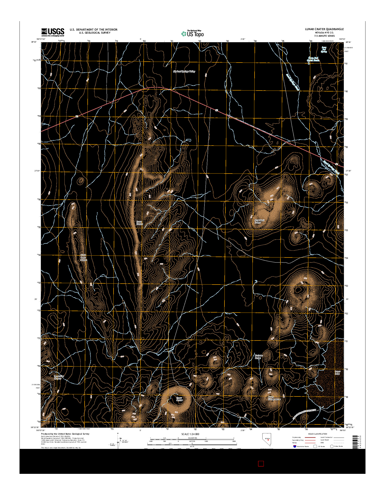 USGS US TOPO 7.5-MINUTE MAP FOR LUNAR CRATER, NV 2014