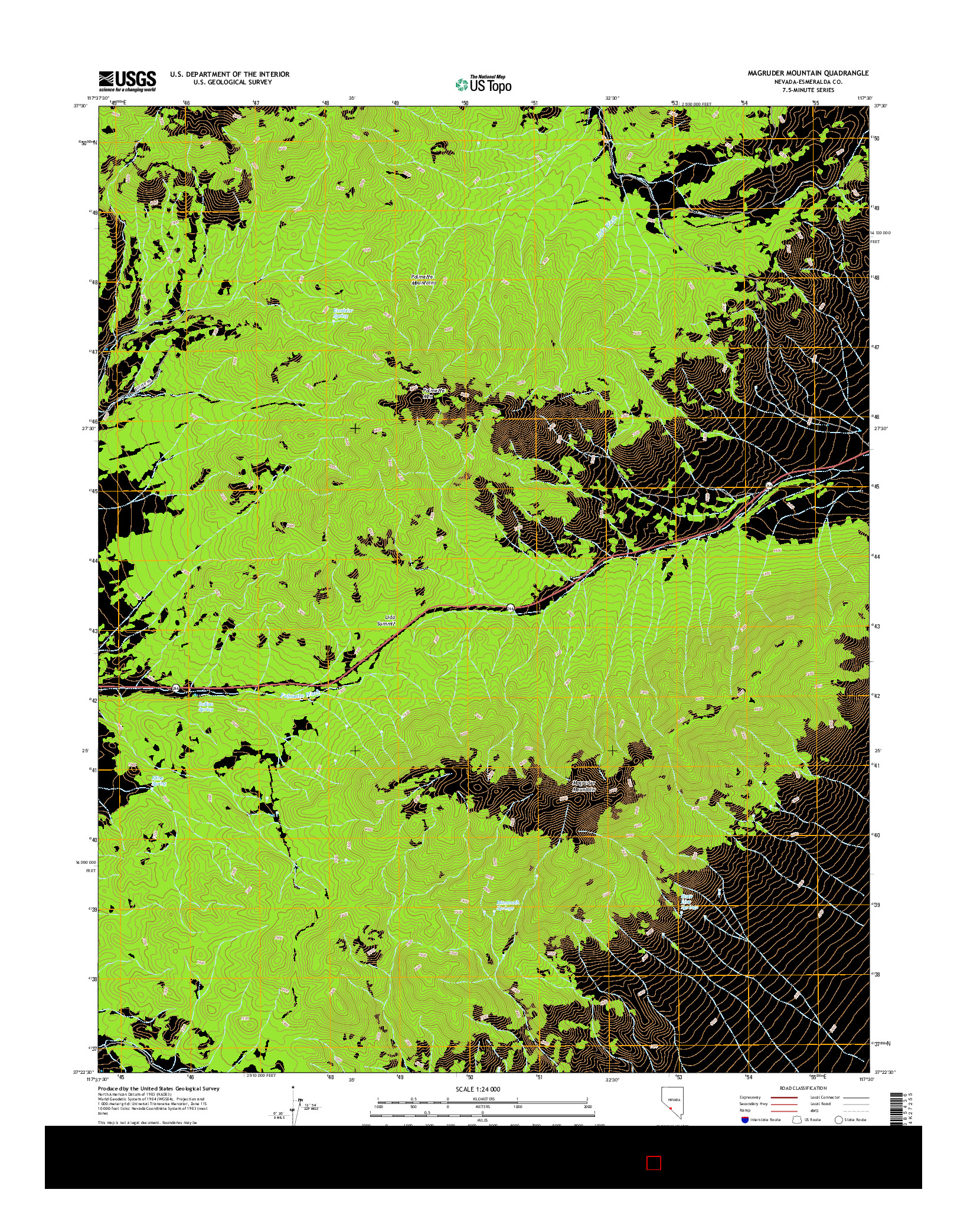 USGS US TOPO 7.5-MINUTE MAP FOR MAGRUDER MOUNTAIN, NV 2014