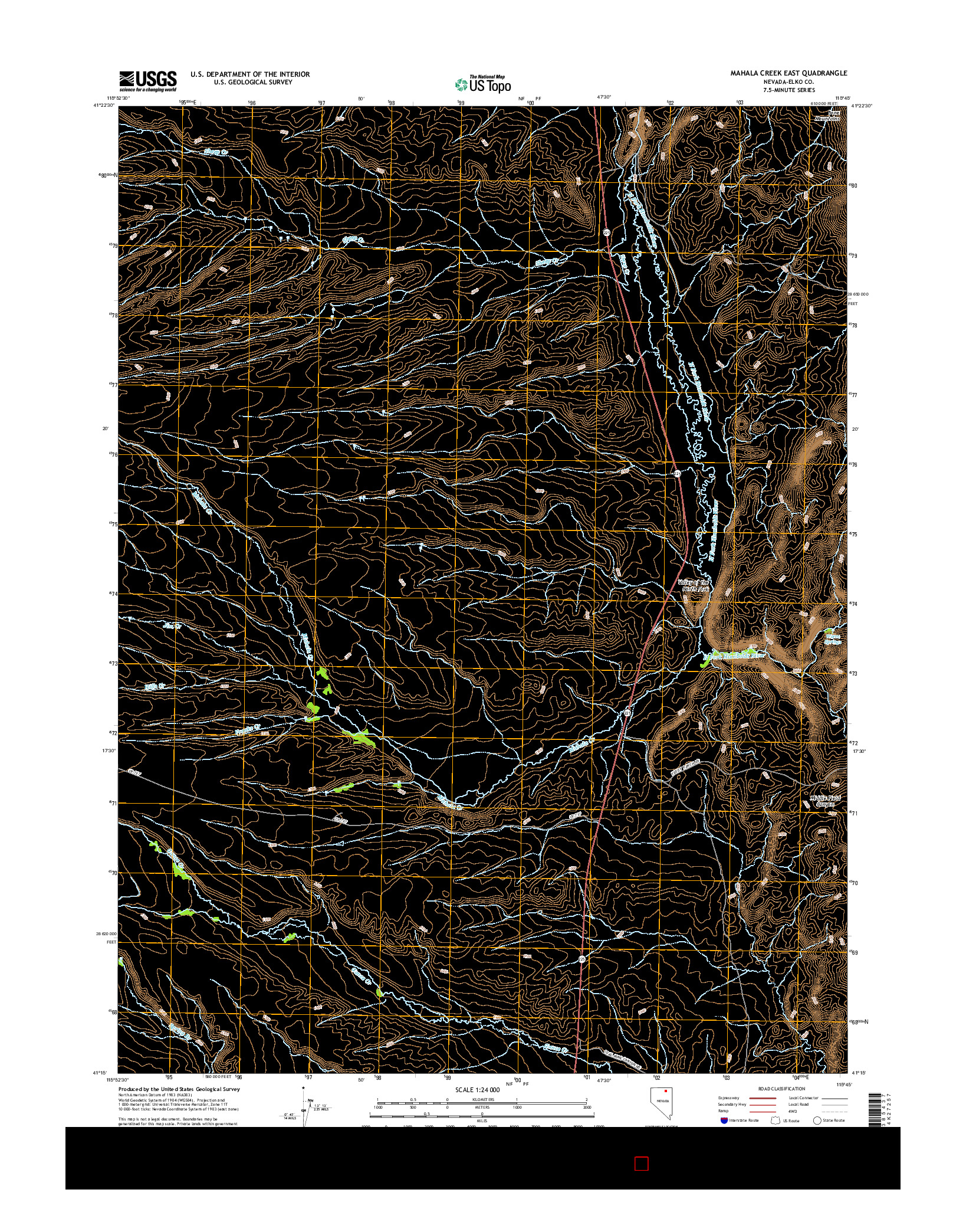USGS US TOPO 7.5-MINUTE MAP FOR MAHALA CREEK EAST, NV 2014