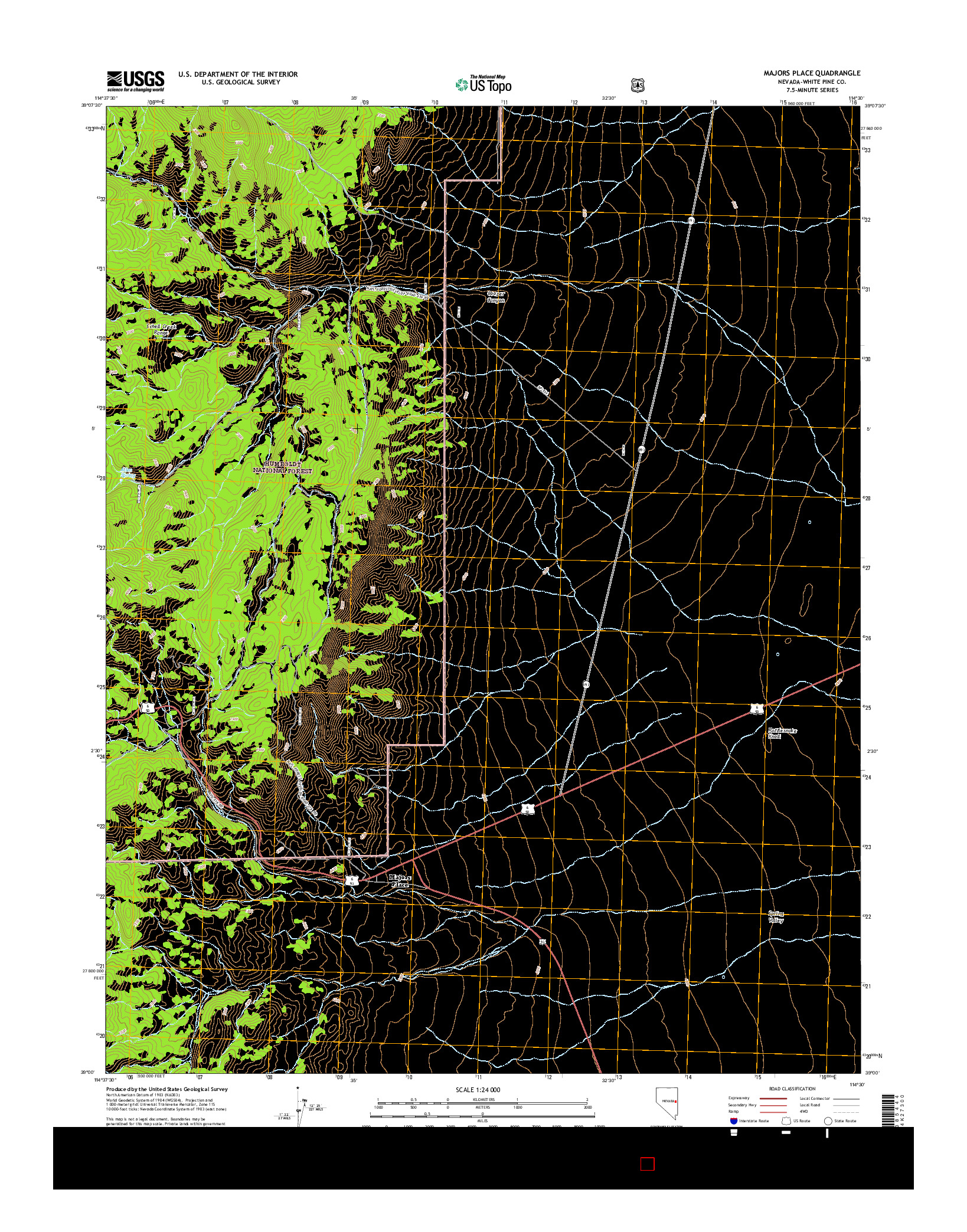 USGS US TOPO 7.5-MINUTE MAP FOR MAJORS PLACE, NV 2014