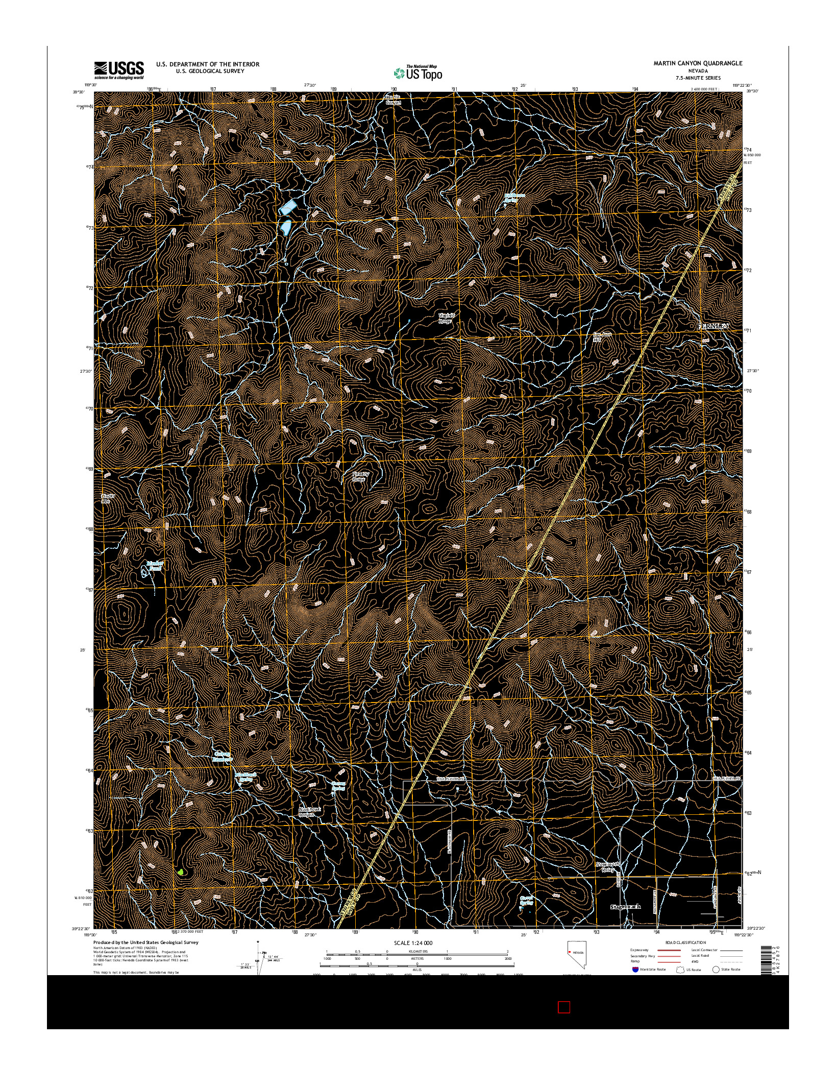 USGS US TOPO 7.5-MINUTE MAP FOR MARTIN CANYON, NV 2014