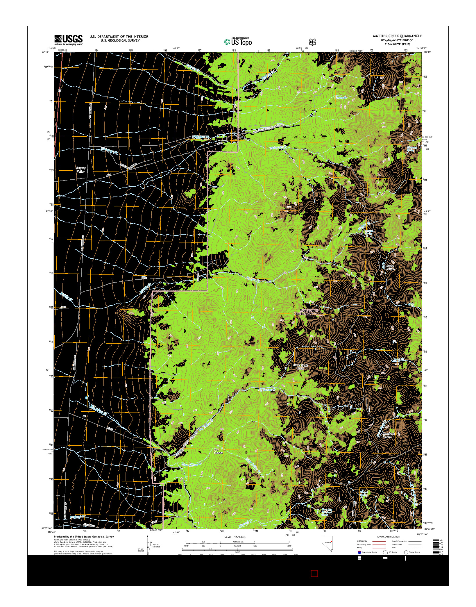 USGS US TOPO 7.5-MINUTE MAP FOR MATTIER CREEK, NV 2014