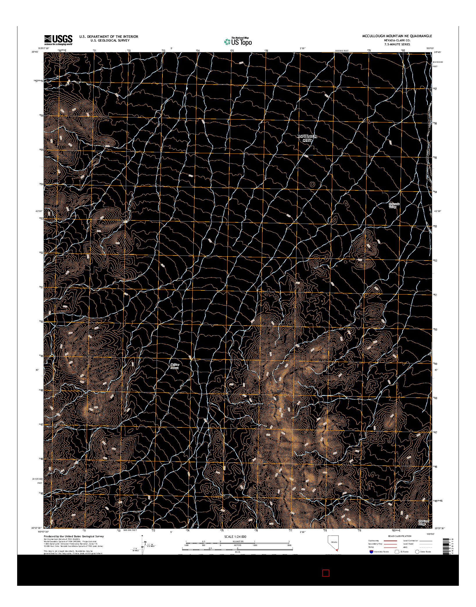 USGS US TOPO 7.5-MINUTE MAP FOR MCCULLOUGH MOUNTAIN NE, NV 2014