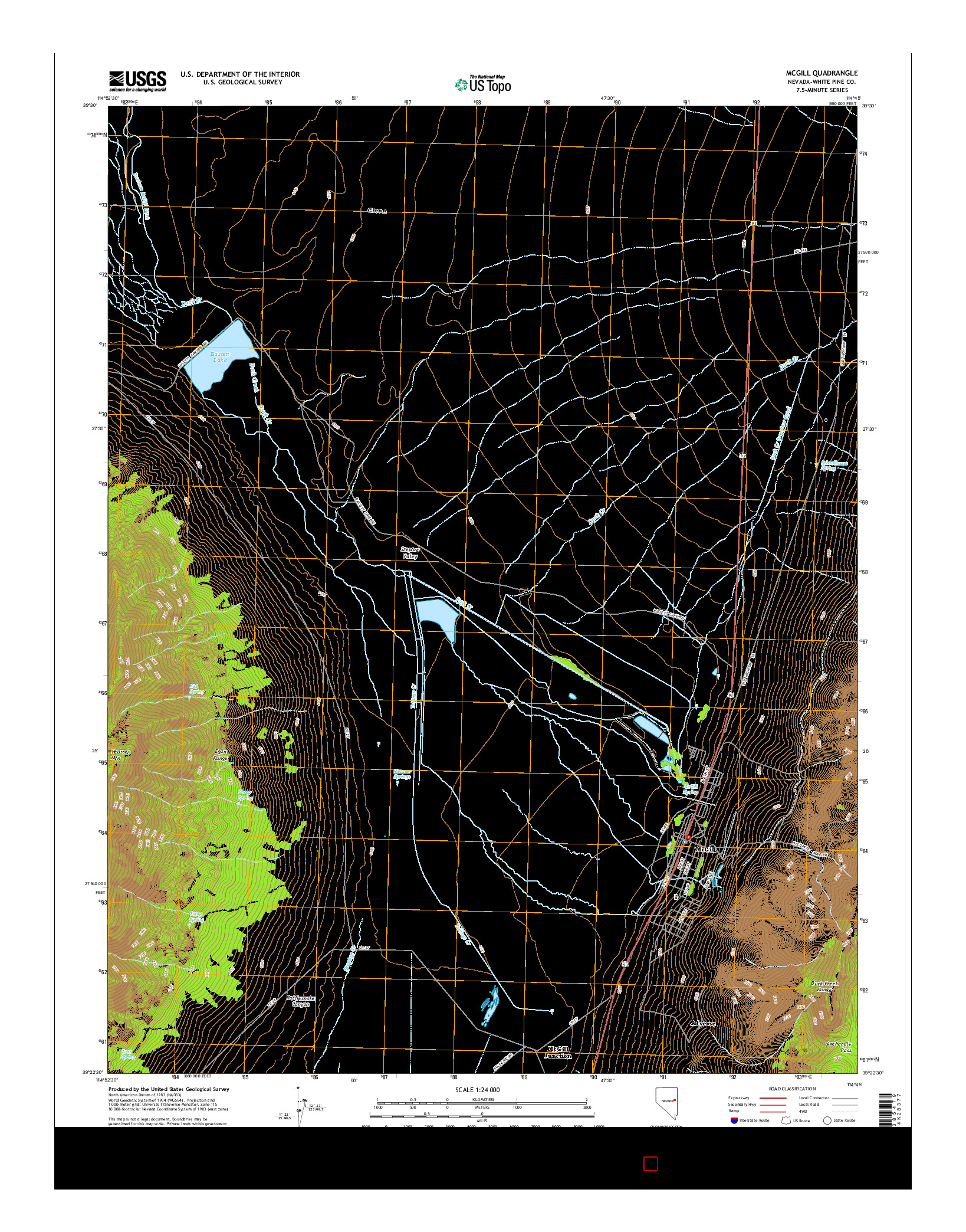 USGS US TOPO 7.5-MINUTE MAP FOR MCGILL, NV 2014