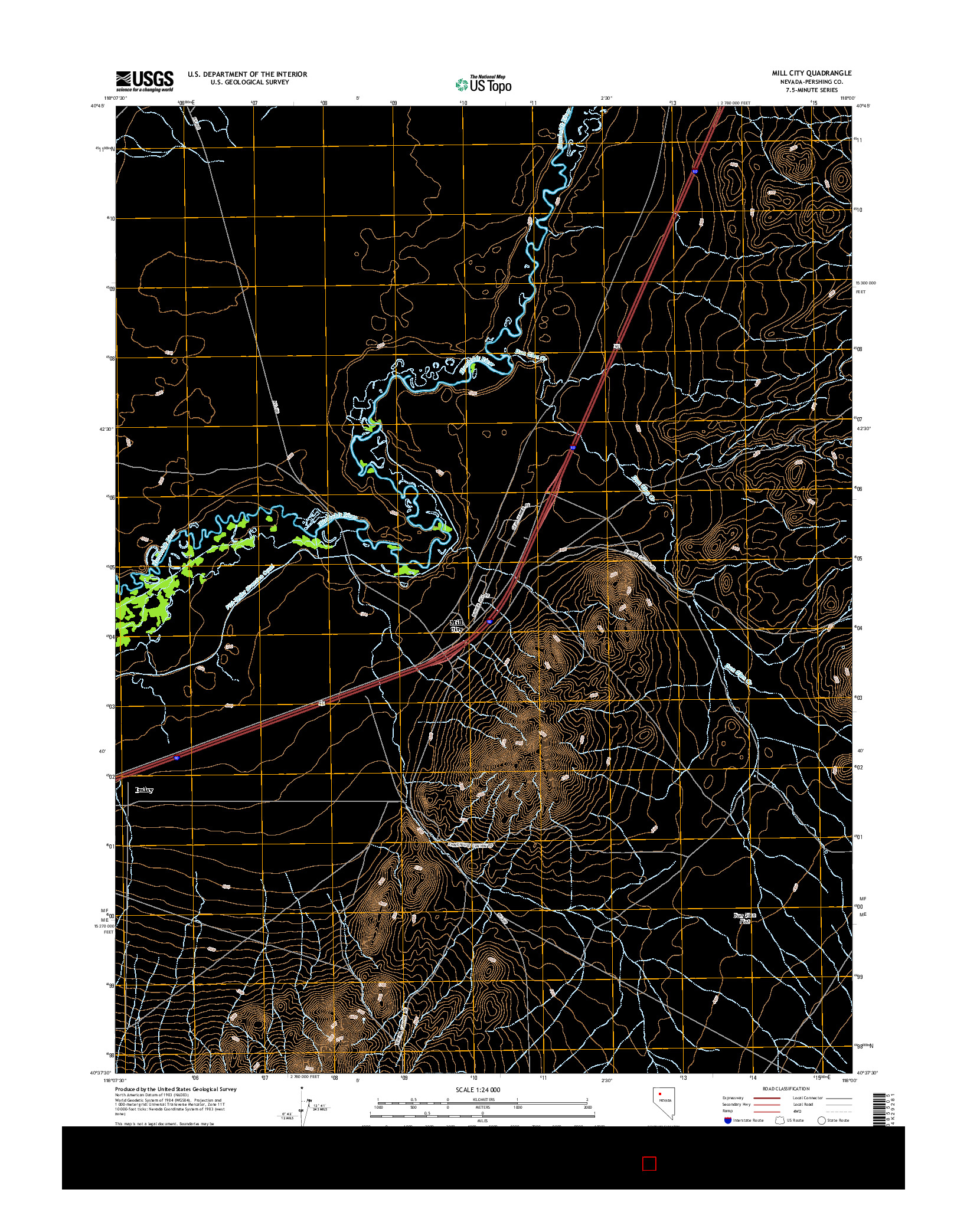 USGS US TOPO 7.5-MINUTE MAP FOR MILL CITY, NV 2014