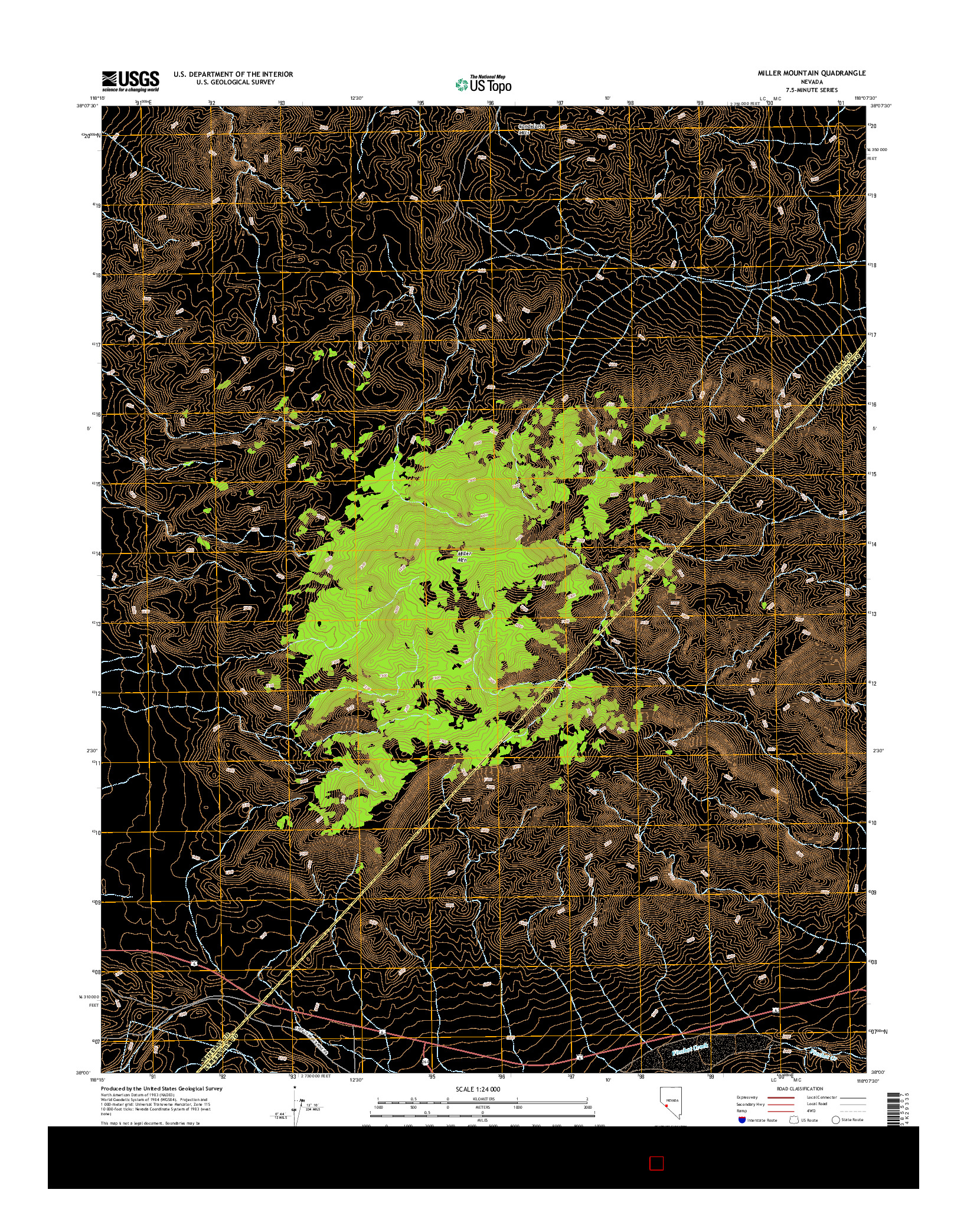 USGS US TOPO 7.5-MINUTE MAP FOR MILLER MOUNTAIN, NV 2014