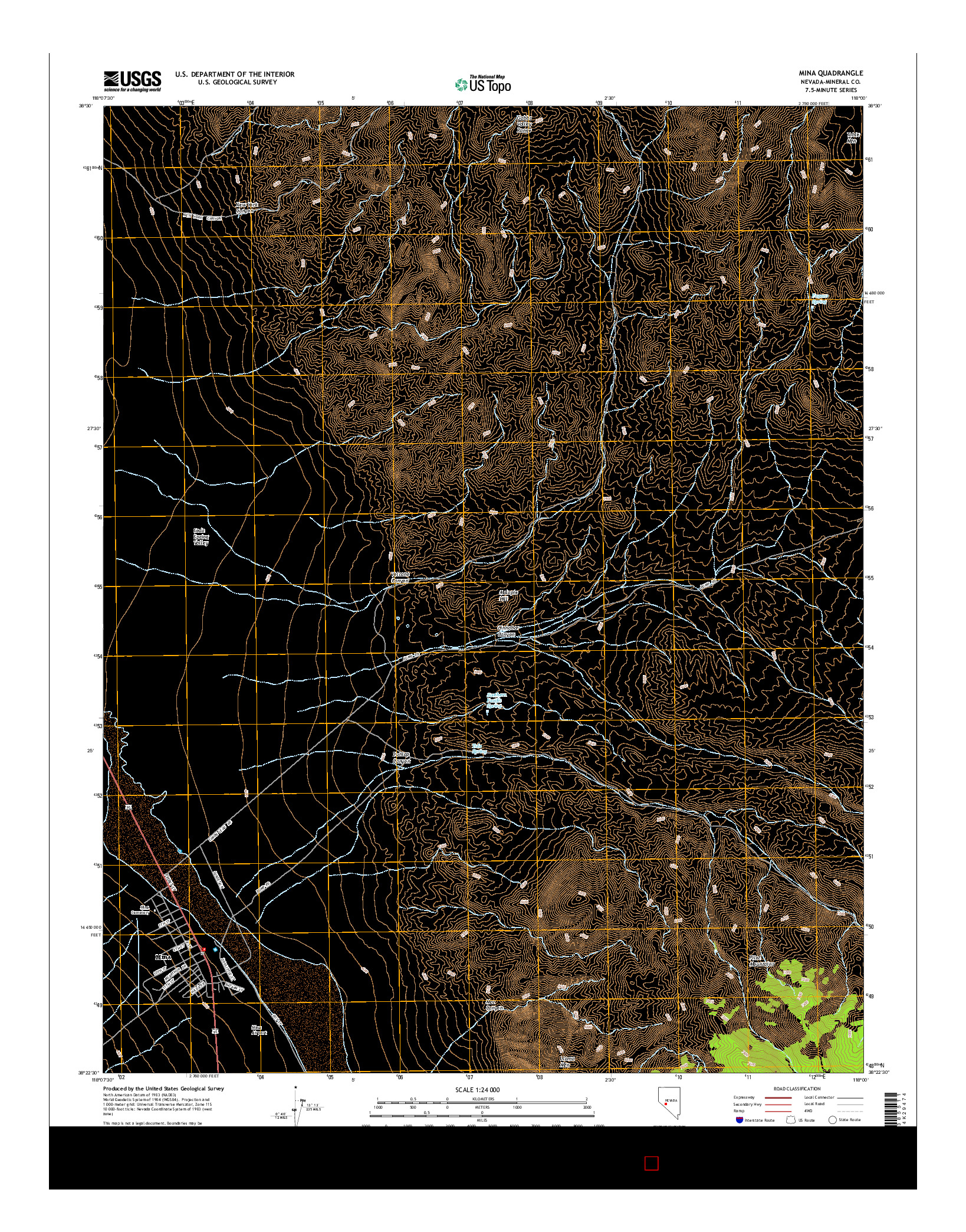 USGS US TOPO 7.5-MINUTE MAP FOR MINA, NV 2014