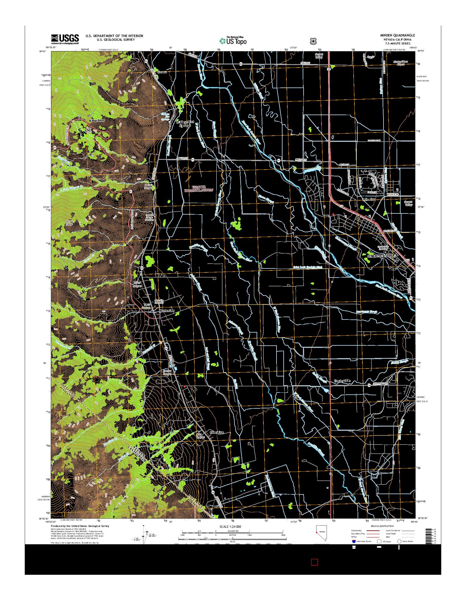 USGS US TOPO 7.5-MINUTE MAP FOR MINDEN, NV-CA 2014