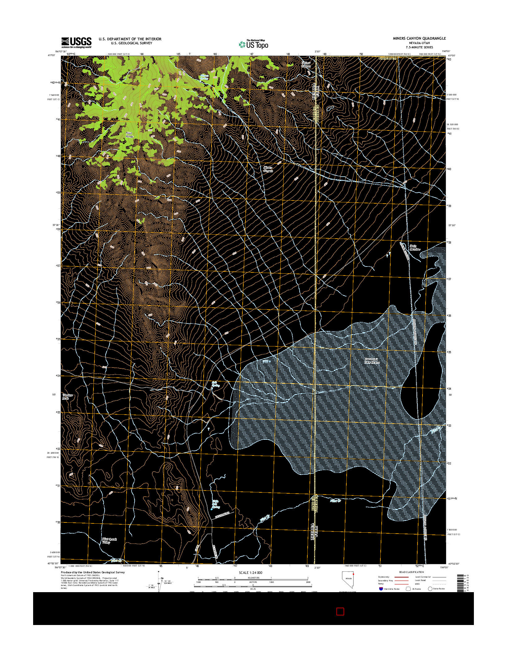 USGS US TOPO 7.5-MINUTE MAP FOR MINERS CANYON, NV-UT 2014